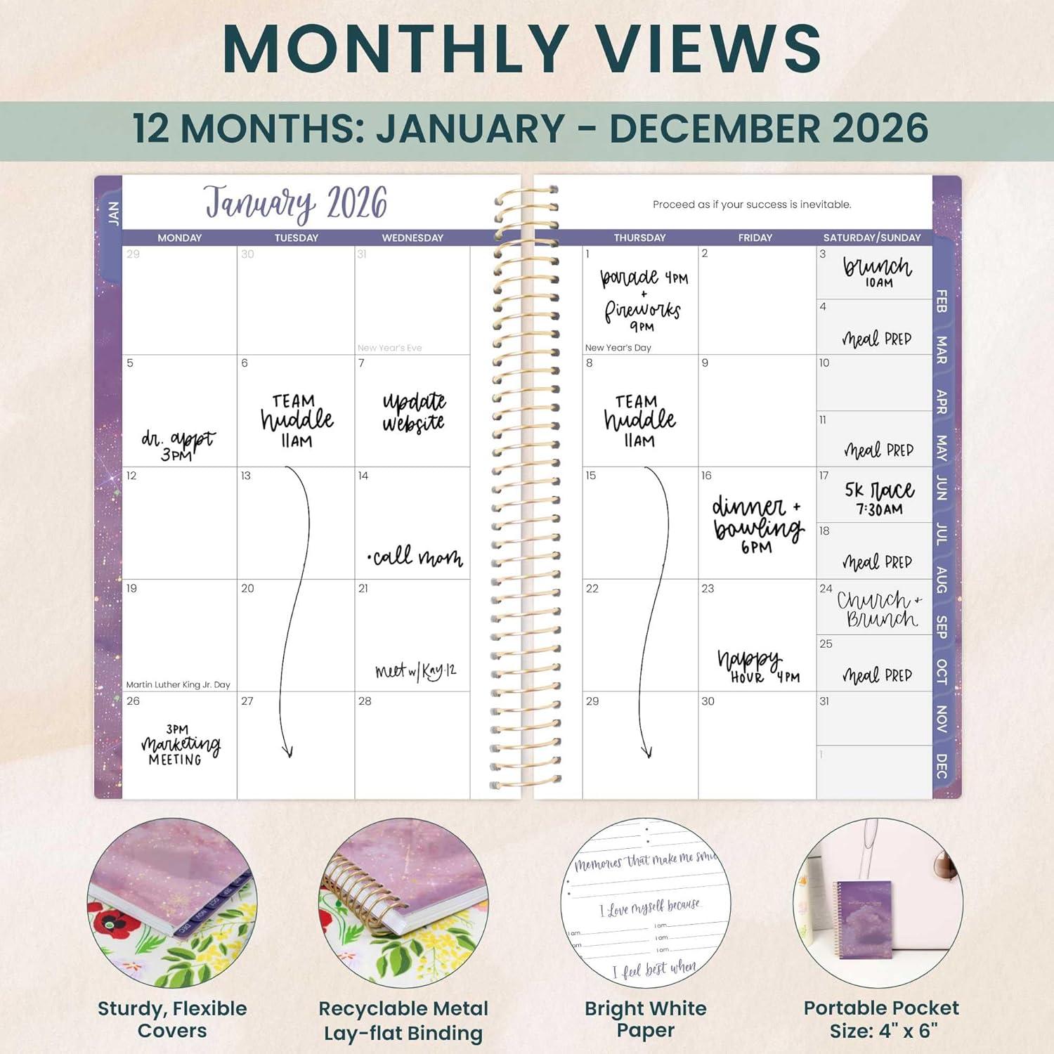 image:imagebloom daily planners 2026 Planner January to December 85 x 11 Weekly amp Monthly Dated Agenda Organizer Book with Stickers amp Tabs Flexible Soft Cover Good Things Are ComingGood Things Are Coming