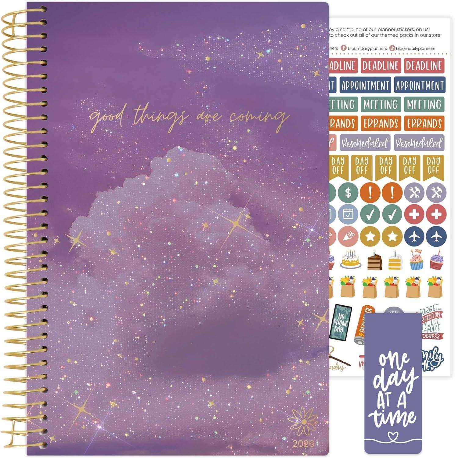 image:imagebloom daily planners 2026 Planner January to December 85 x 11 Weekly amp Monthly Dated Agenda Organizer Book with Stickers amp Tabs Flexible Soft Cover Good Things Are ComingGood Things Are Coming