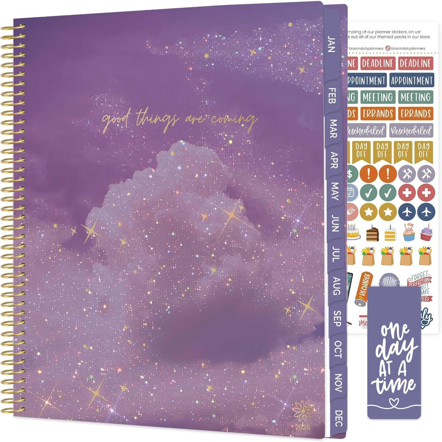 image:imagebloom daily planners 2026 Planner January to December 85 x 11 Weekly amp Monthly Dated Agenda Organizer Book with Stickers amp Tabs Flexible Soft Cover Good Things Are ComingGood Things Are Coming