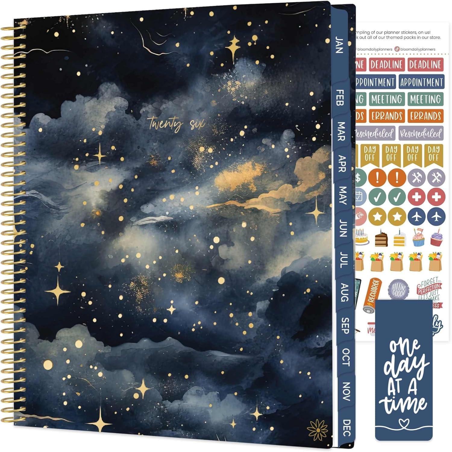 image:imagebloom daily planners 2026 Planner January to December 85 x 11 Weekly amp Monthly Dated Agenda Organizer Book with Stickers amp Tabs Flexible Soft Cover Good Things Are ComingMidnight Sky