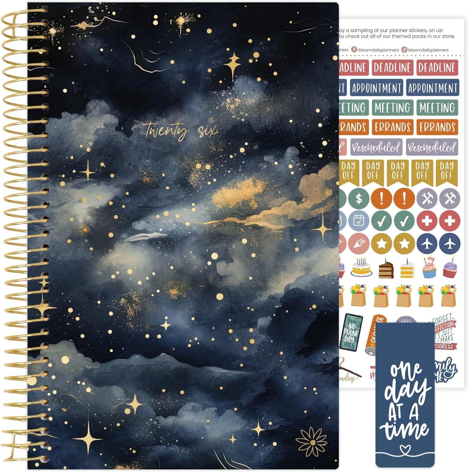 image:imagebloom daily planners 2026 Planner January to December 85 x 11 Weekly amp Monthly Dated Agenda Organizer Book with Stickers amp Tabs Flexible Soft Cover Good Things Are ComingMidnight Sky