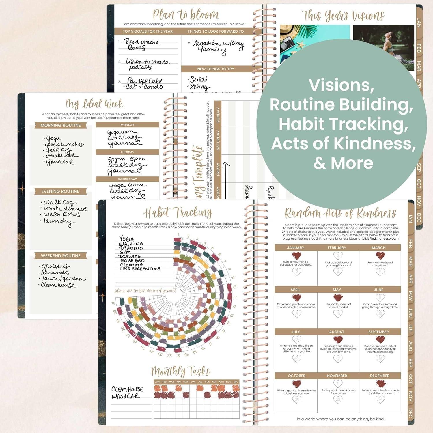 image:imagebloom daily planners 2026 Planner January to December 85 x 11 Weekly amp Monthly Dated Agenda Organizer Book with Stickers amp Tabs Flexible Soft Cover Good Things Are ComingCelestial Skies