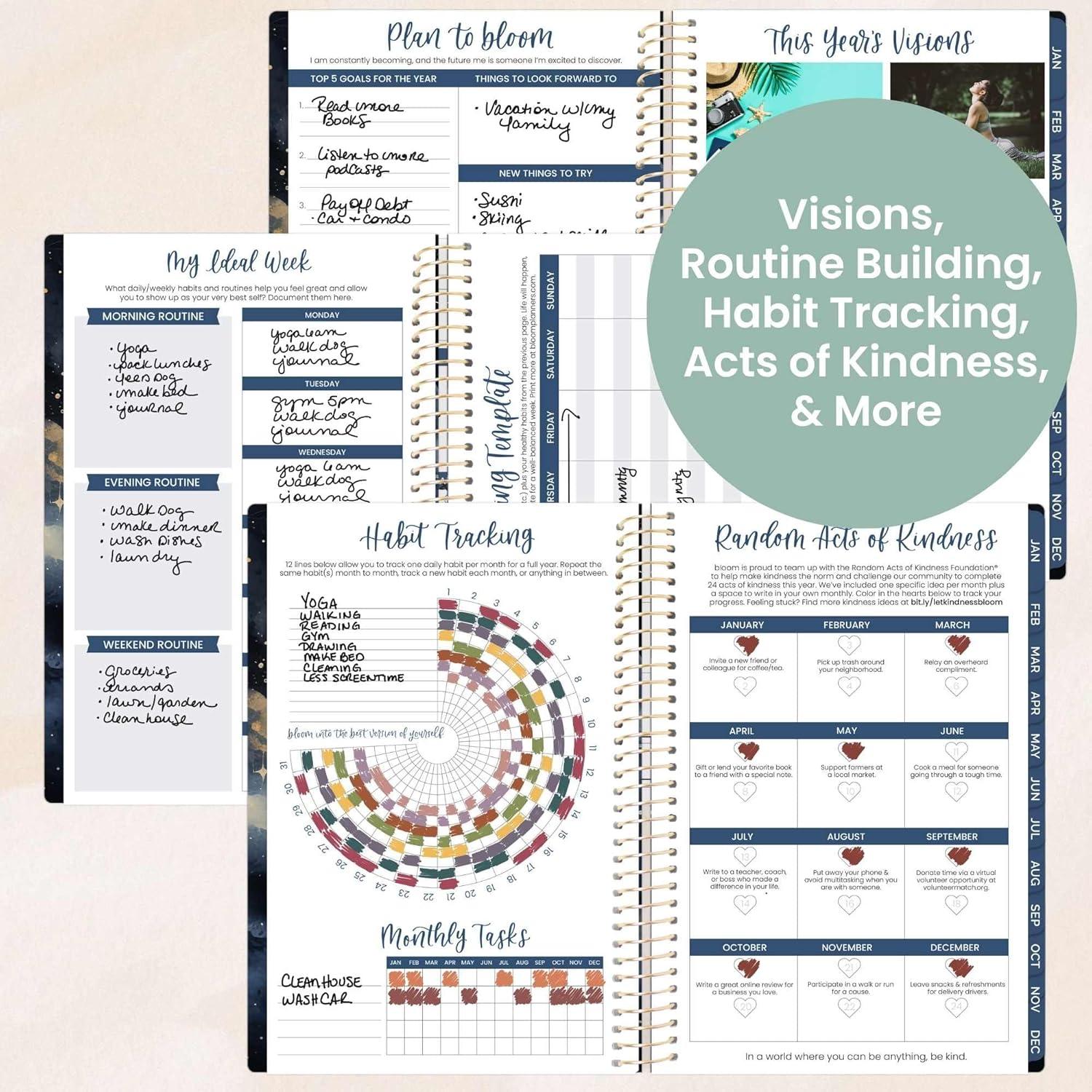 image:imagebloom daily planners 2026 Planner January to December 85 x 11 Weekly amp Monthly Dated Agenda Organizer Book with Stickers amp Tabs Flexible Soft Cover Good Things Are ComingMidnight Sky
