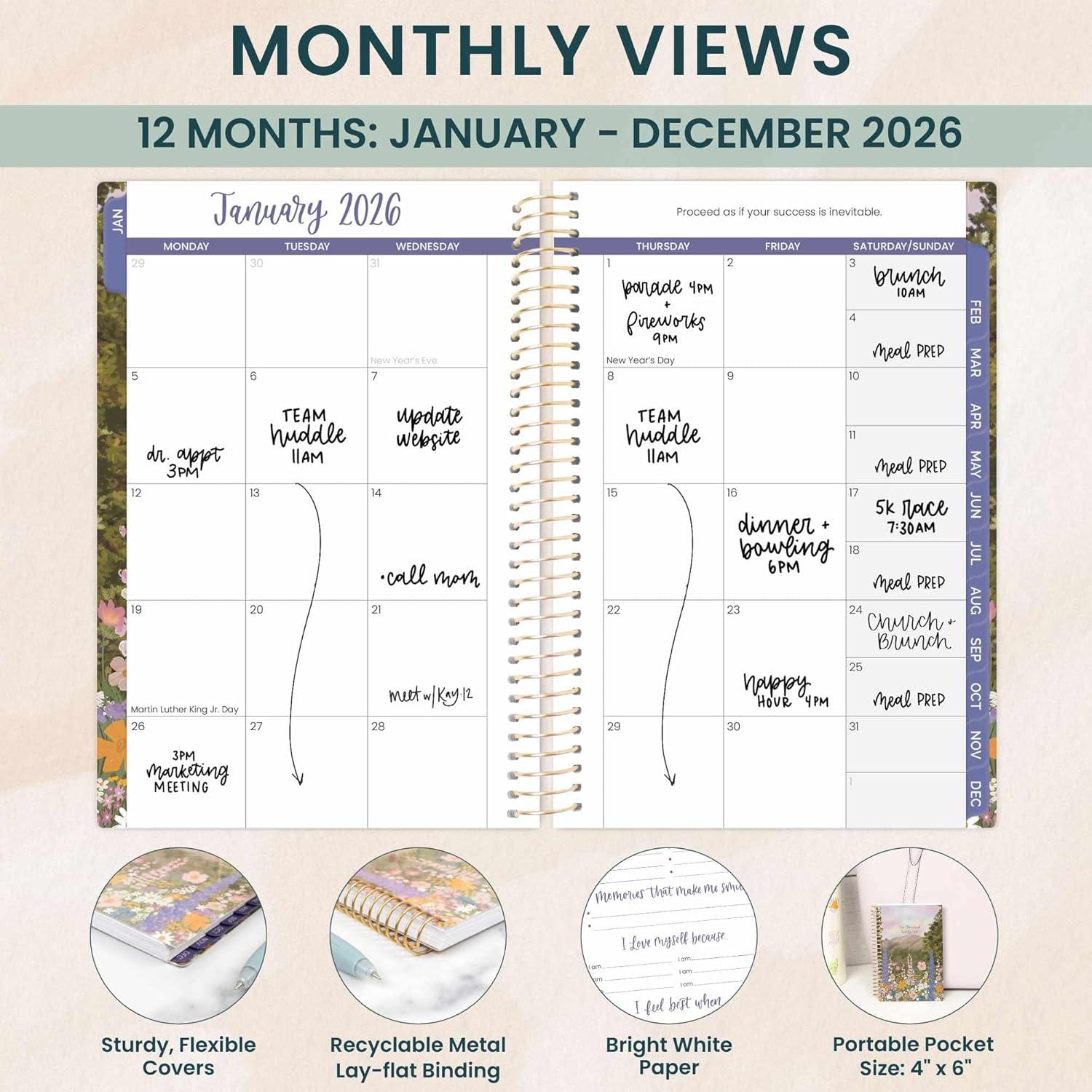 image:imagebloom daily planners 2026 Pocket Planner 4 x 6 January 2026 December 2026 MINI WeeklyMonthly Agenda Organizer amp Calendar Book Wildflower MountainsideWildflower Mountainside