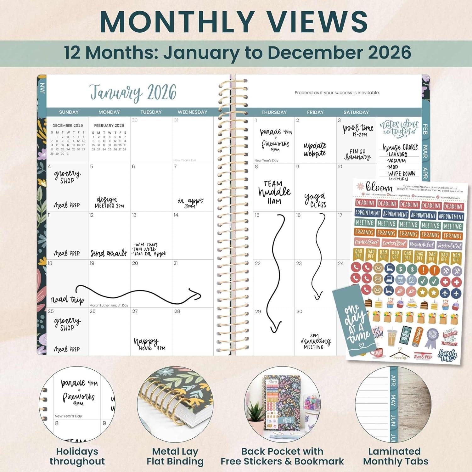 image:imagebloom daily planners 2026 Pocket Planner 4 x 6 January 2026 December 2026 MINI WeeklyMonthly Agenda Organizer amp Calendar Book Wildflower MountainsideBe Kind