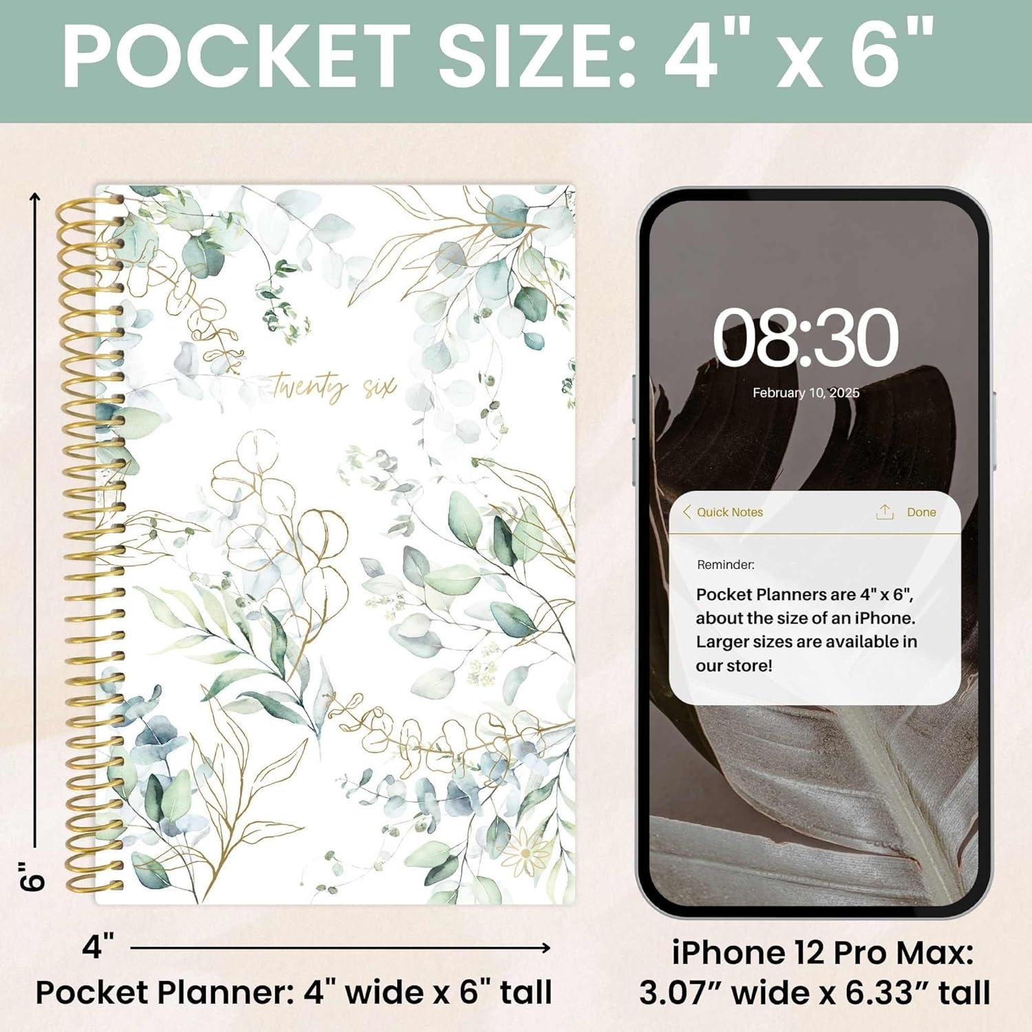 image:imagebloom daily planners 2026 Pocket Planner 4 x 6 January 2026 December 2026 MINI WeeklyMonthly Agenda Organizer amp Calendar Book Wildflower MountainsideWhite Eucalyptus