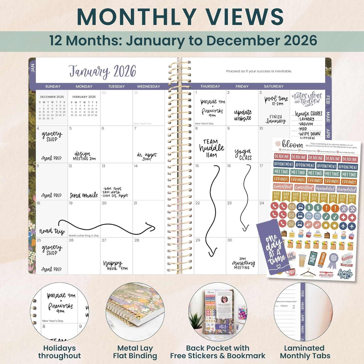 image:imagebloom daily planners 2026 Pocket Planner 4 x 6 January 2026 December 2026 MINI WeeklyMonthly Agenda Organizer amp Calendar Book Wildflower MountainsideWildflower Mountainside