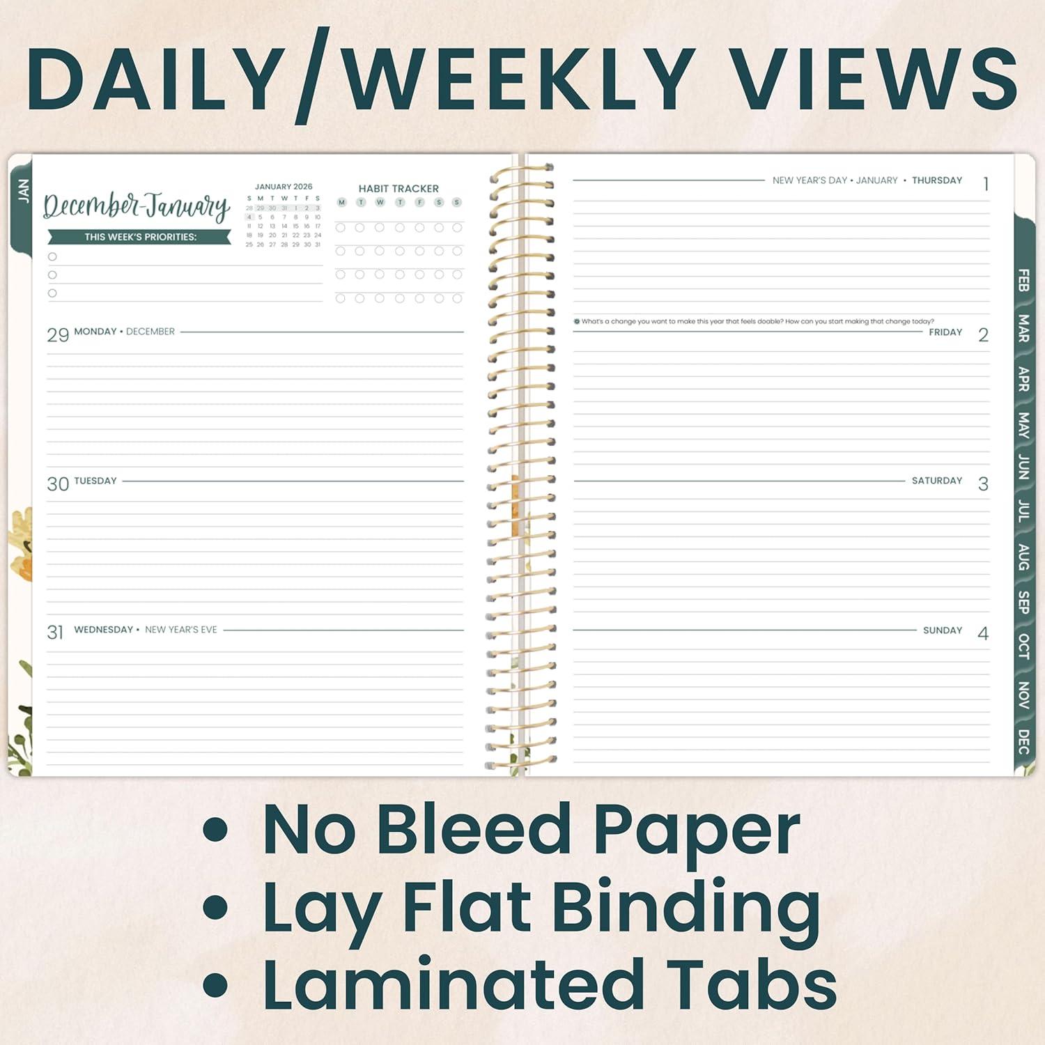 image:imagebloom daily planners 2026 Pocket Planner 4 x 6 January 2026 December 2026 MINI WeeklyMonthly Agenda Organizer amp Calendar Book Wildflower MountainsideBeige Bouquet