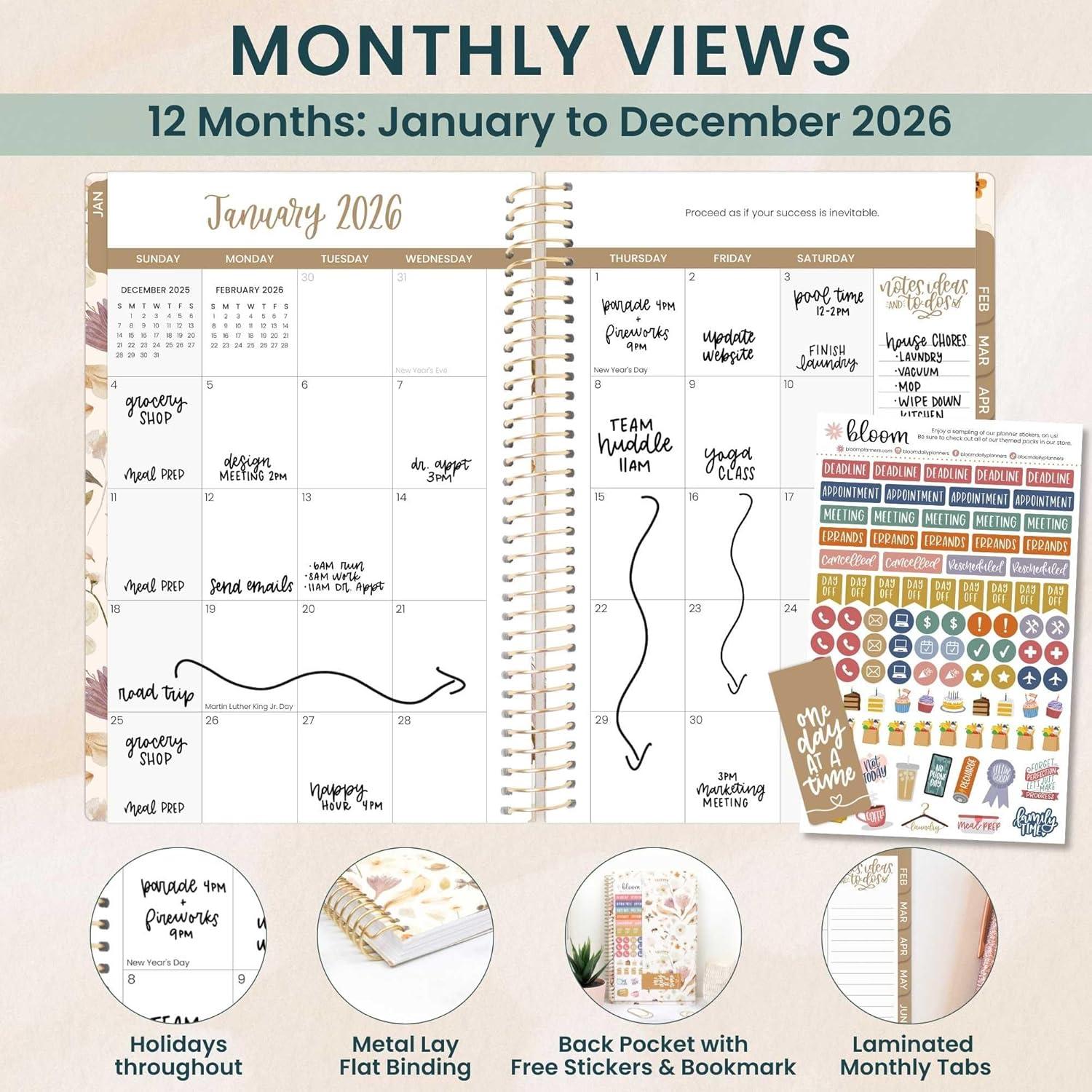 image:imagebloom daily planners 2026 Pocket Planner 4 x 6 January 2026 December 2026 MINI WeeklyMonthly Agenda Organizer amp Calendar Book Wildflower MountainsideButterfly Garden