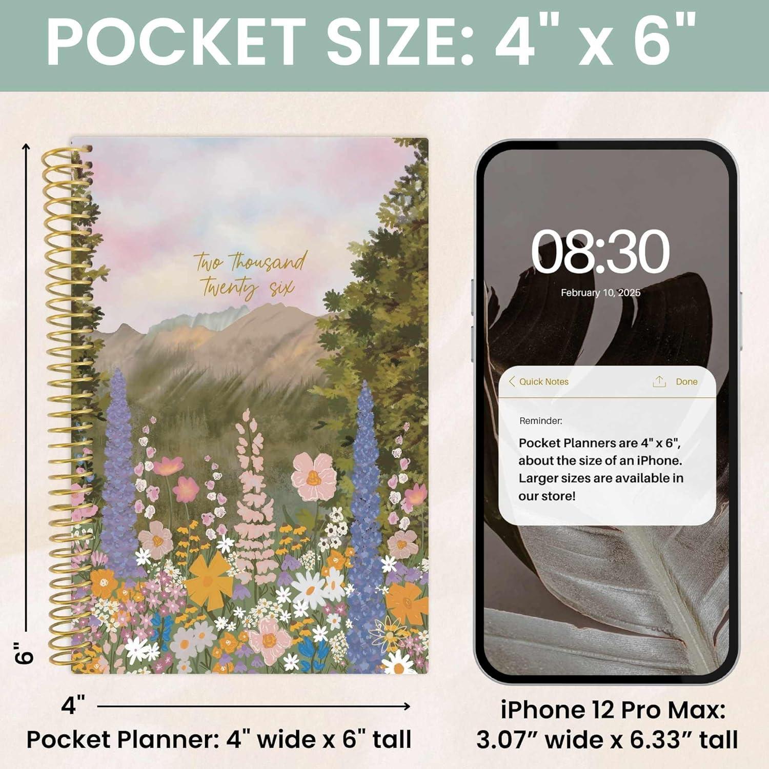image:imagebloom daily planners 2026 Pocket Planner 4 x 6 January 2026 December 2026 MINI WeeklyMonthly Agenda Organizer amp Calendar Book Wildflower MountainsideWildflower Mountainside