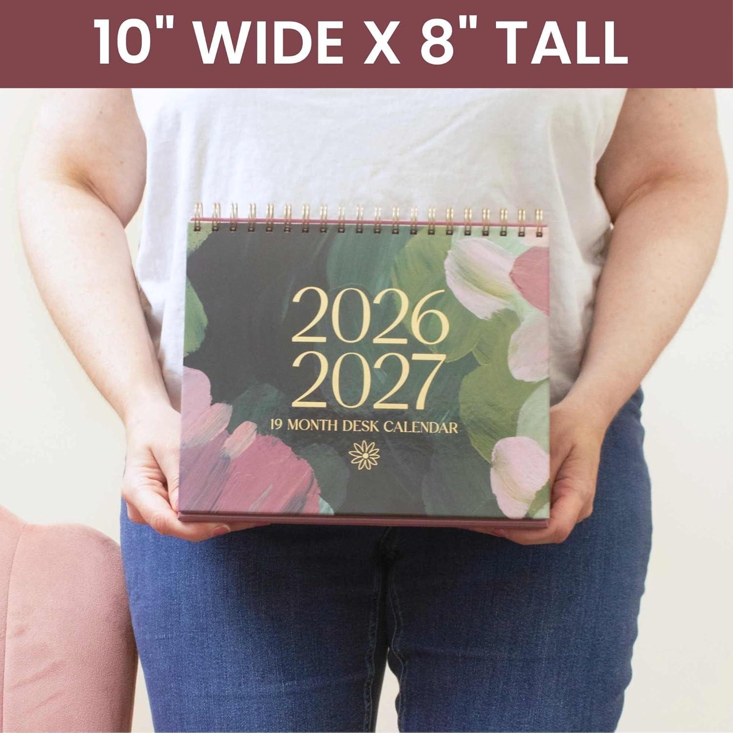 image:imagebloom daily planners 2026 Standing Flip Desk Calendar 8 x 10 Monthly Organizer January 2026 July 2027 19 Month Desktop Blotter Paint Strokes