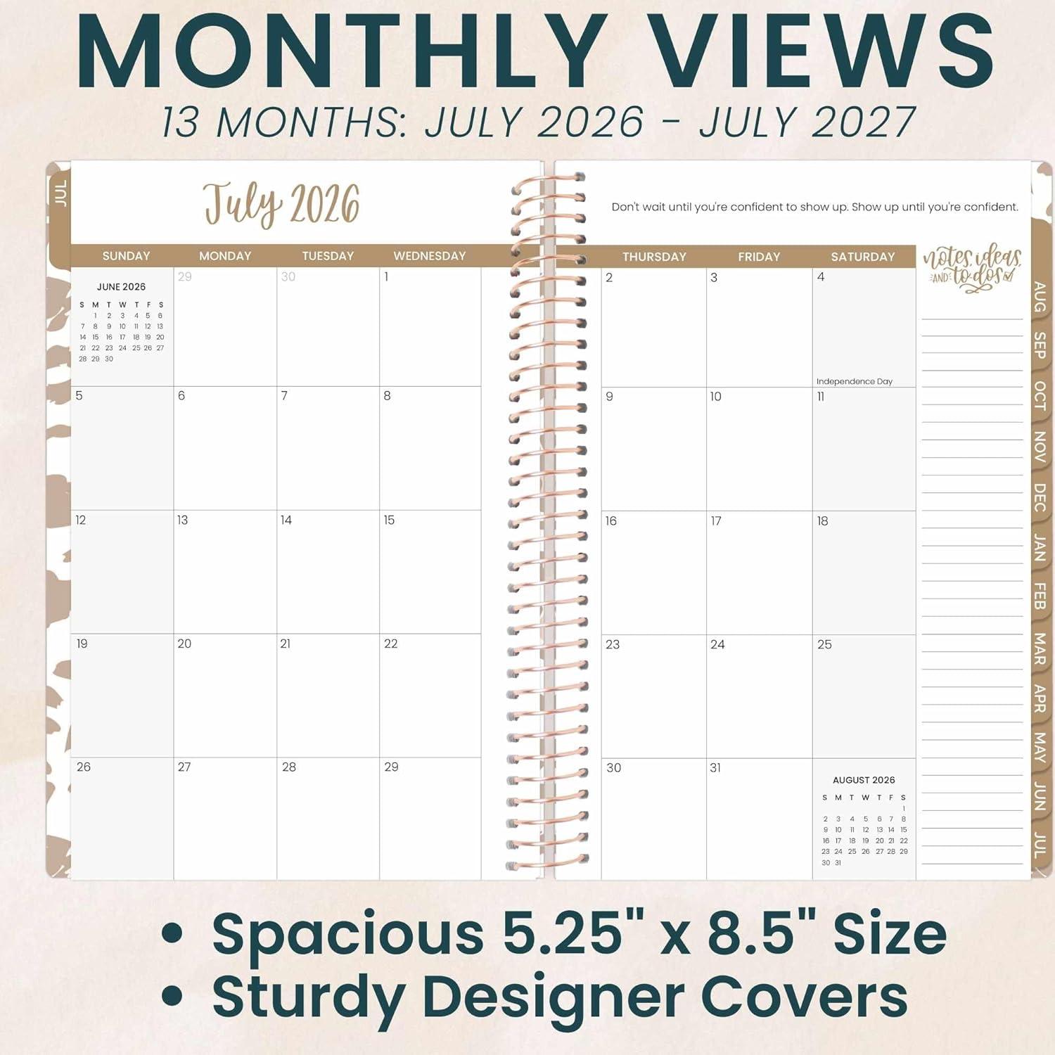 image:imagebloom daily planners 20262027 85 x 11 Academic Year Day Planner July 2026 July 2027 13 Months Weekly amp Monthly Agenda Organizer with Stickers amp Tabs Seaside WhimsyTan Leopard 202627