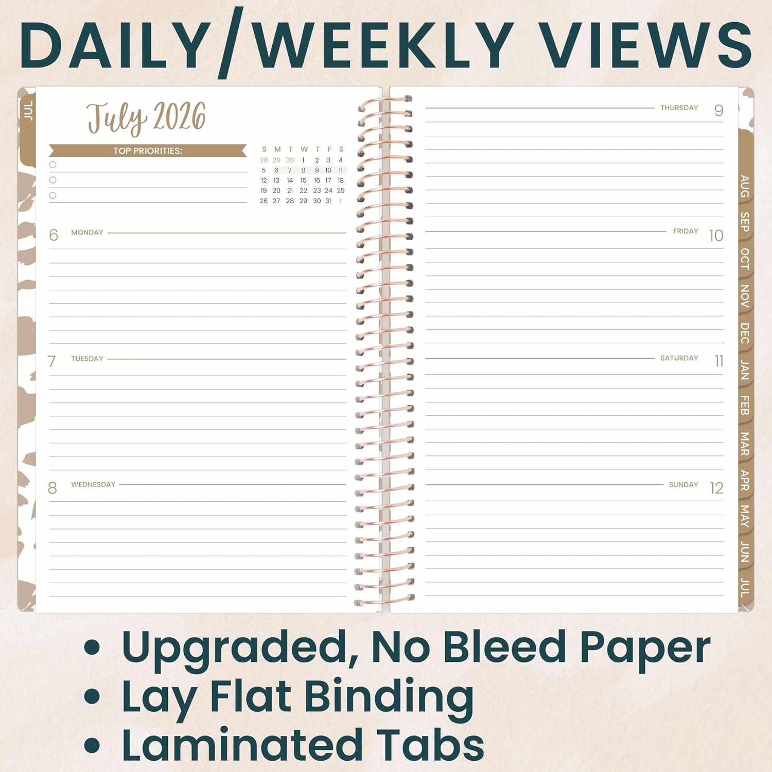 image:imagebloom daily planners 20262027 85 x 11 Academic Year Day Planner July 2026 July 2027 13 Months Weekly amp Monthly Agenda Organizer with Stickers amp Tabs Seaside WhimsyTan Leopard 202627
