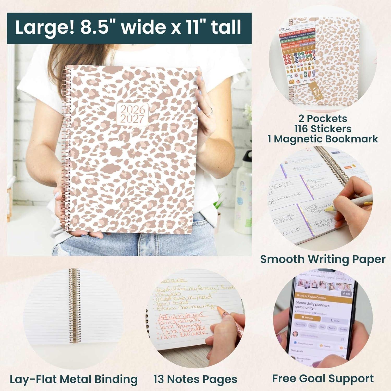 image:imagebloom daily planners 20262027 85 x 11 Academic Year Day Planner July 2026 July 2027 13 Months Weekly amp Monthly Agenda Organizer with Stickers amp Tabs Seaside WhimsyTan Leopard 202627
