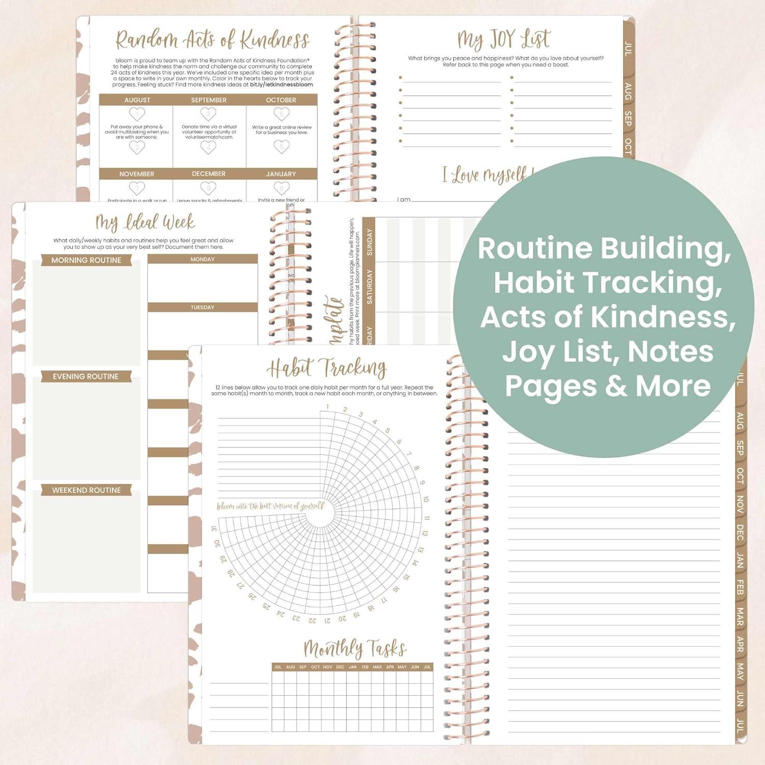 image:imagebloom daily planners 20262027 85 x 11 Academic Year Day Planner July 2026 July 2027 13 Months Weekly amp Monthly Agenda Organizer with Stickers amp Tabs Seaside WhimsyTan Leopard 202526