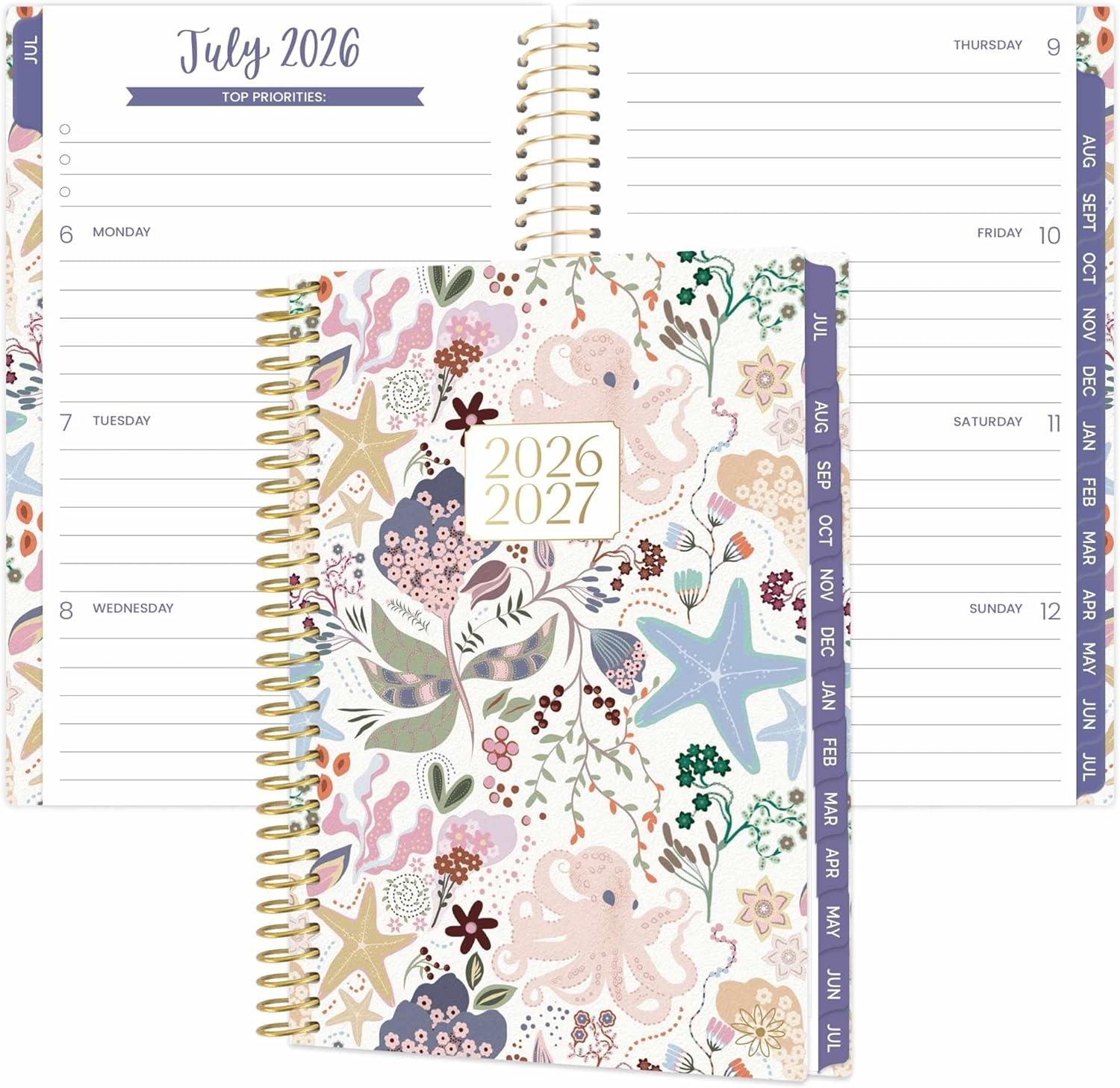image:imagebloom daily planners 20262027 85 x 11 Academic Year Day Planner July 2026 July 2027 13 Months Weekly amp Monthly Agenda Organizer with Stickers amp Tabs Seaside WhimsySeaside Whimsy 202627