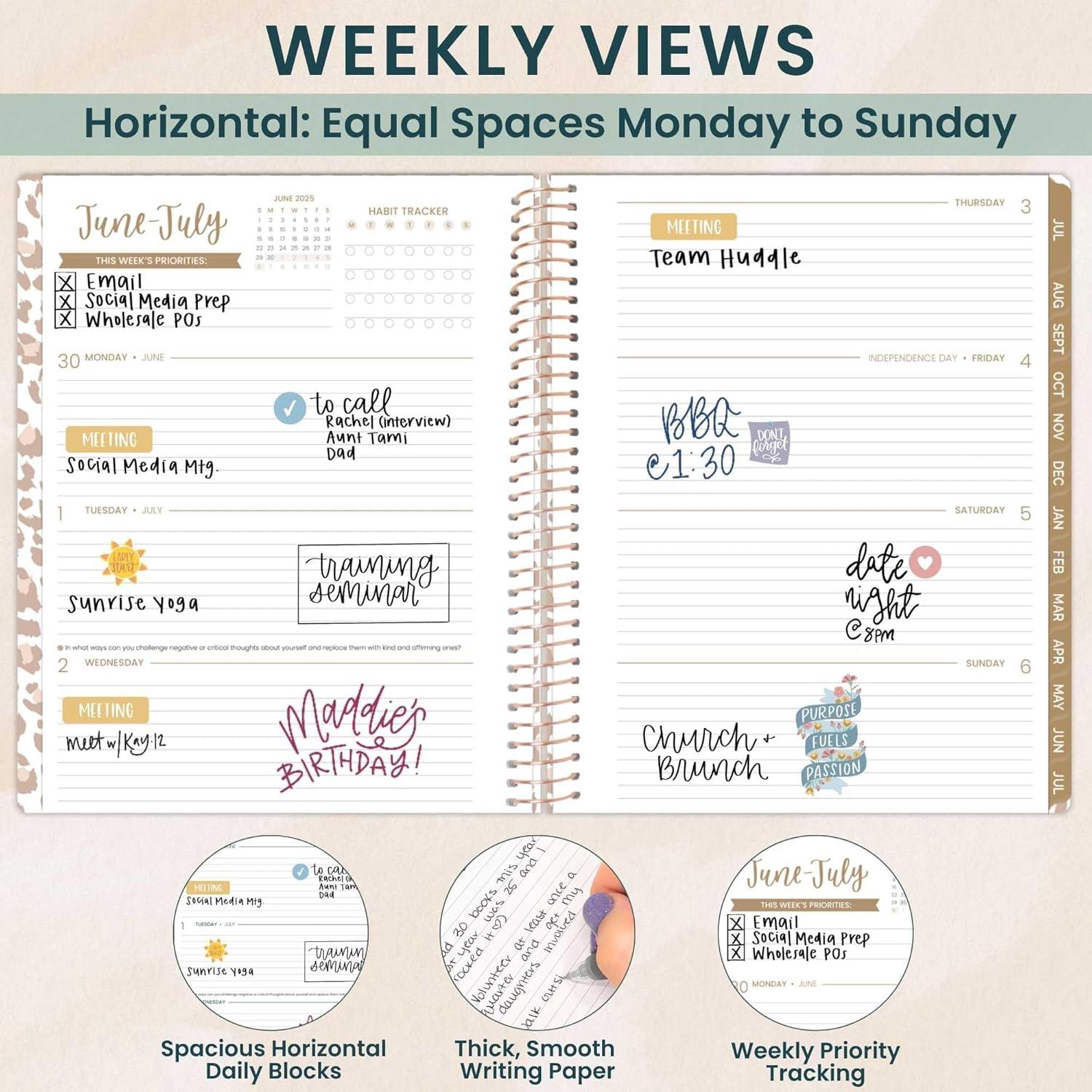 image:imagebloom daily planners 20262027 85 x 11 Academic Year Day Planner July 2026 July 2027 13 Months Weekly amp Monthly Agenda Organizer with Stickers amp Tabs Seaside WhimsyTan Leopard 202526