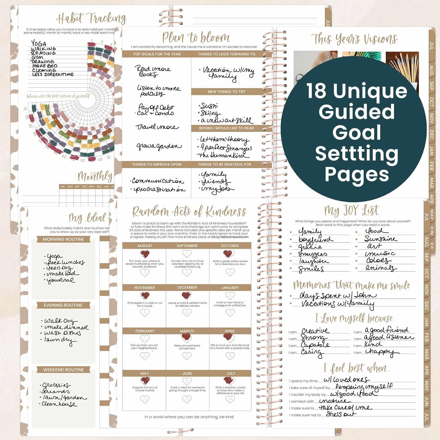 image:imagebloom daily planners 20262027 85 x 11 Academic Year Day Planner July 2026 July 2027 13 Months Weekly amp Monthly Agenda Organizer with Stickers amp Tabs Seaside WhimsyTan Leopard 202627