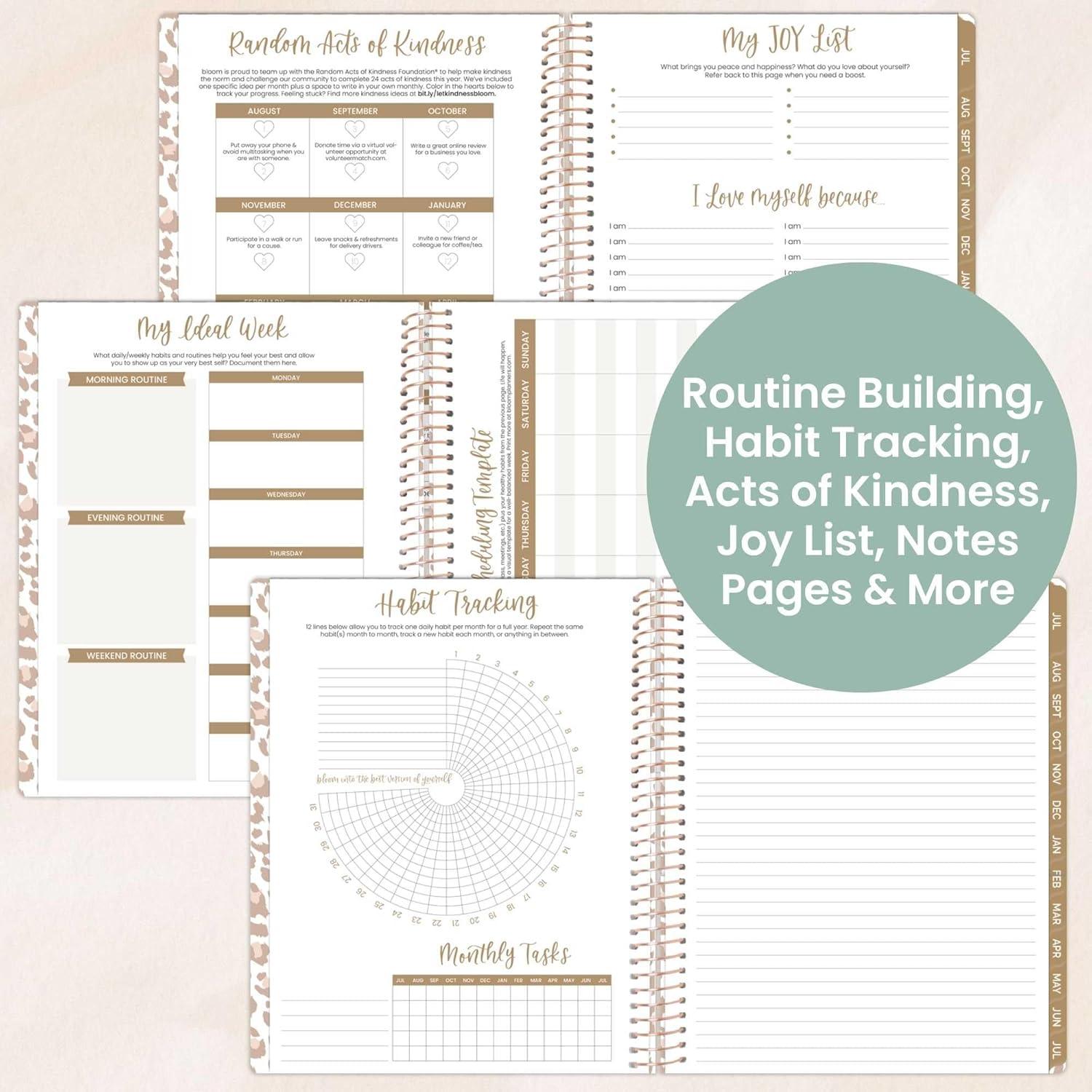 image:imagebloom daily planners 20262027 85 x 11 Academic Year Day Planner July 2026 July 2027 13 Months Weekly amp Monthly Agenda Organizer with Stickers amp Tabs Seaside WhimsyTan Leopard 202526