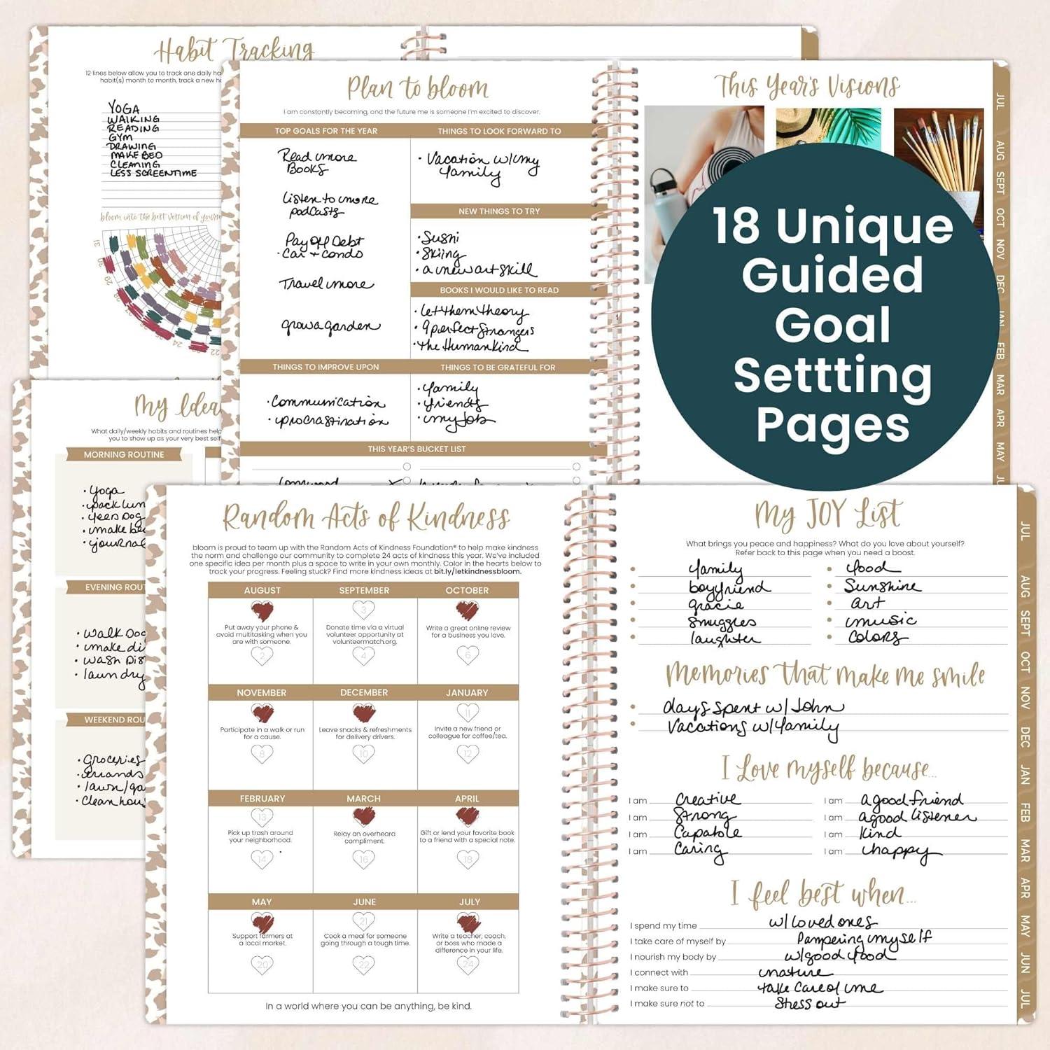 image:imagebloom daily planners 20262027 85 x 11 Academic Year Day Planner July 2026 July 2027 13 Months Weekly amp Monthly Agenda Organizer with Stickers amp Tabs Seaside WhimsyTan Leopard 202627