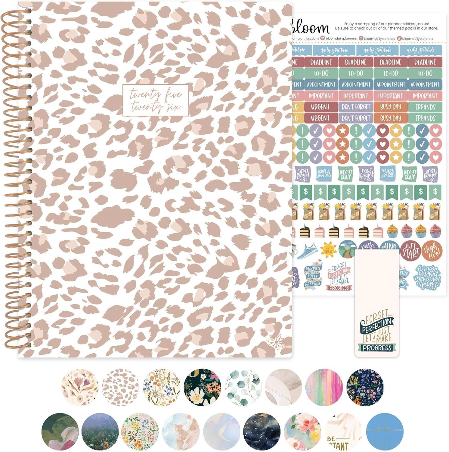 image:imagebloom daily planners 20262027 85 x 11 Academic Year Day Planner July 2026 July 2027 13 Months Weekly amp Monthly Agenda Organizer with Stickers amp Tabs Seaside WhimsyTan Leopard 202526