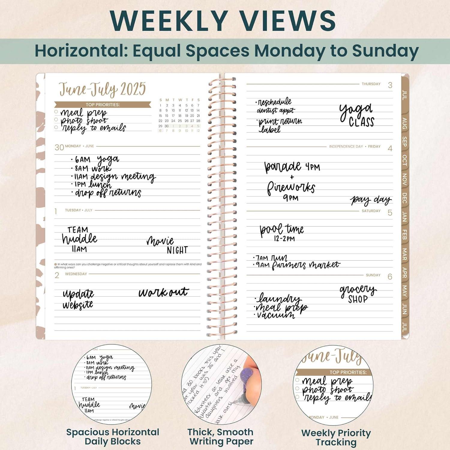 image:imagebloom daily planners 20262027 85 x 11 Academic Year Day Planner July 2026 July 2027 13 Months Weekly amp Monthly Agenda Organizer with Stickers amp Tabs Seaside WhimsyTan Leopard 202526
