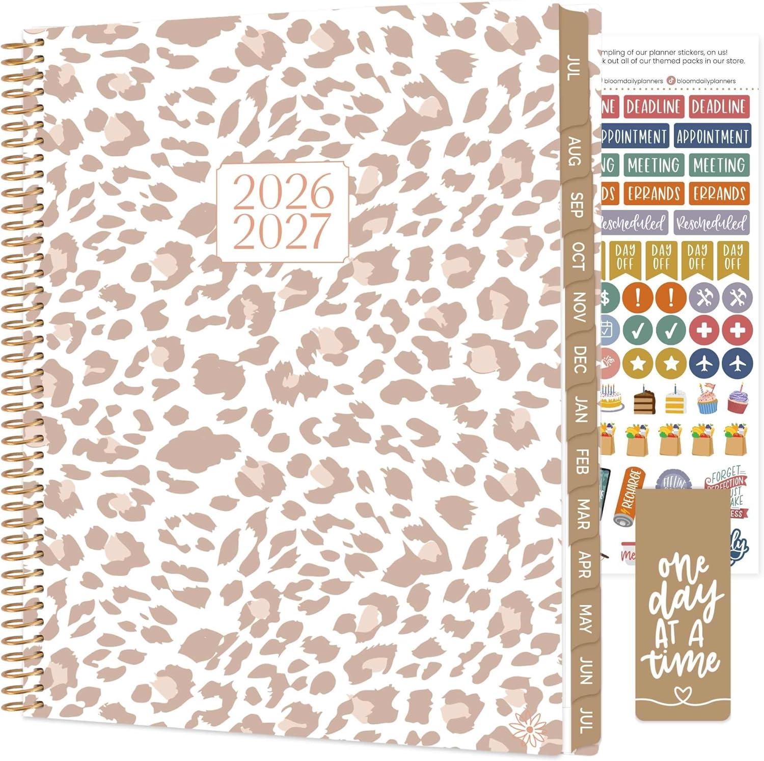 image:imagebloom daily planners 20262027 85 x 11 Academic Year Day Planner July 2026 July 2027 13 Months Weekly amp Monthly Agenda Organizer with Stickers amp Tabs Seaside WhimsyTan Leopard 202627