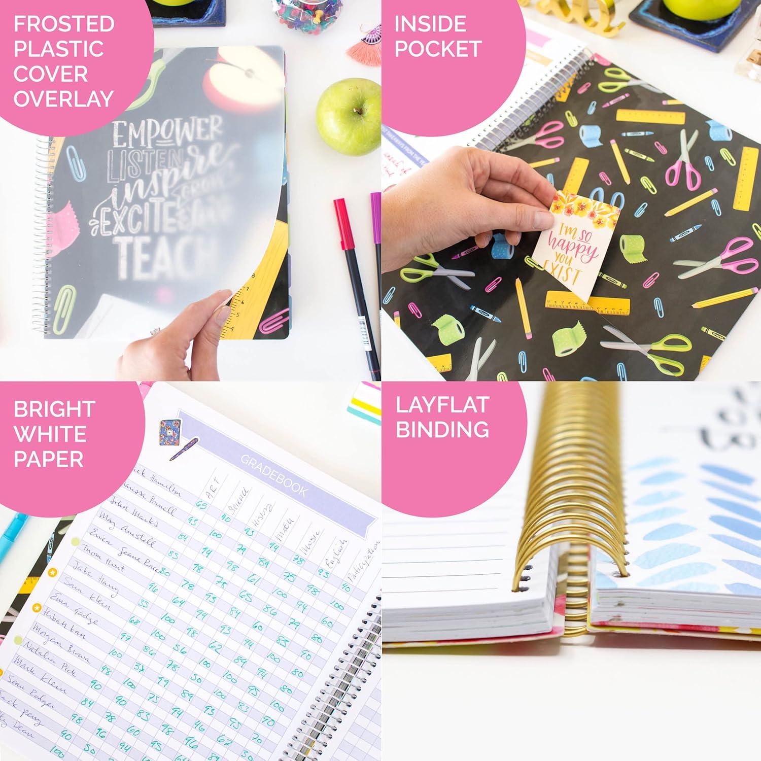 image:imagebloom daily planners Chalkboard Teacher Planner amp Sticker Pack Bundle Undated Academic Planner amp Organizer School Themed Sticker Pack Planning Set for Educators Homeschool