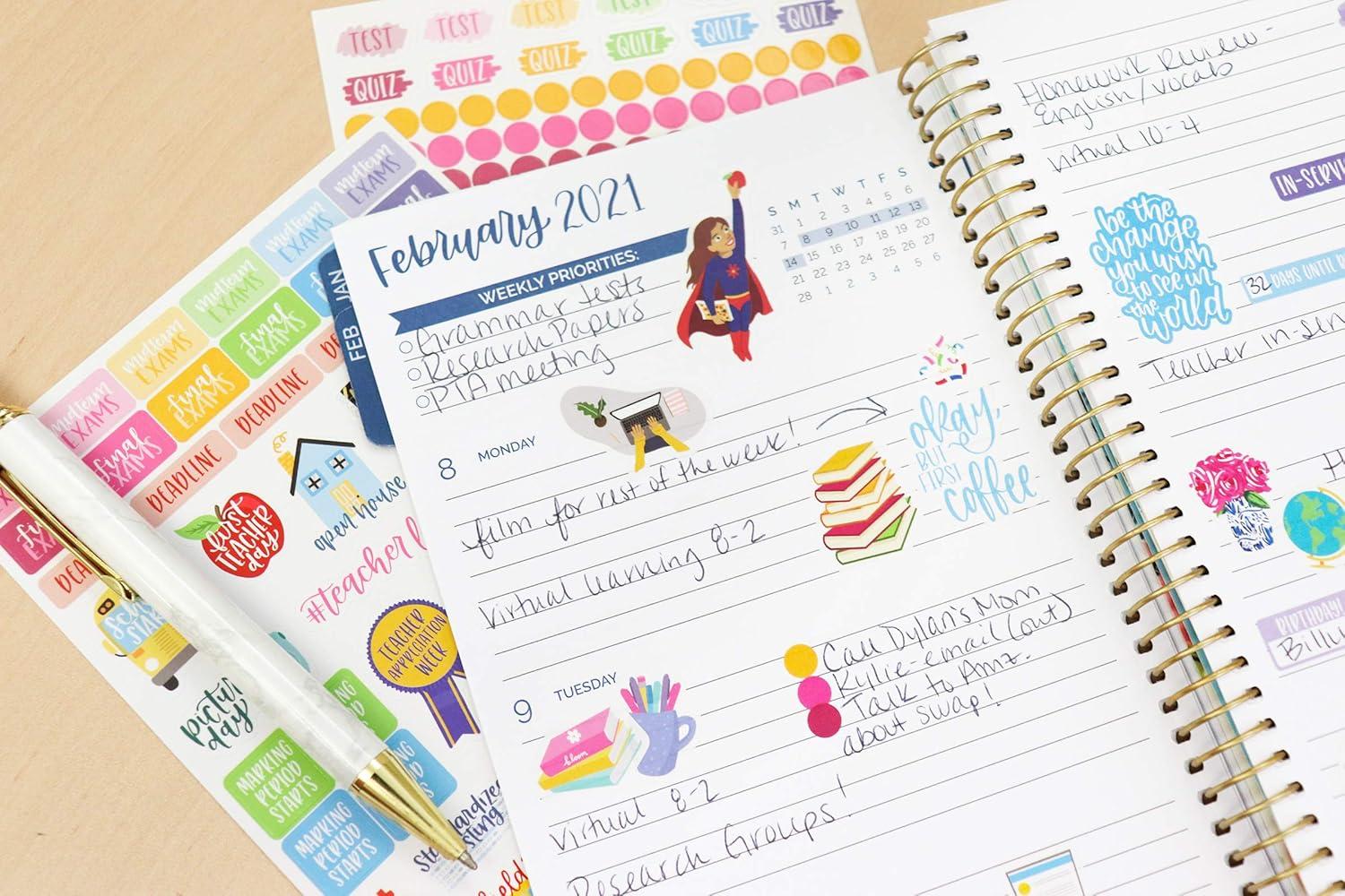 image:imagebloom daily planners Chalkboard Teacher Planner amp Sticker Pack Bundle Undated Academic Planner amp Organizer School Themed Sticker Pack Planning Set for Educators Homeschool