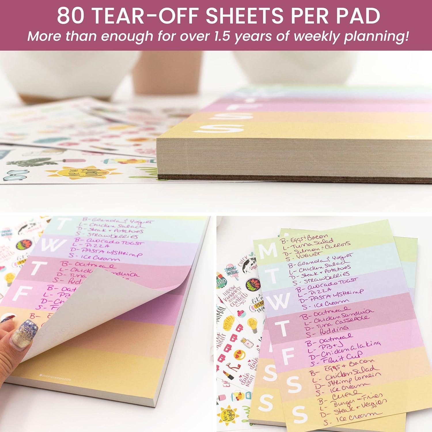 image:imagebloom daily planners Color Blocked Weekly To Do List Notepad with 80 Tear Off Sheets Undated Weekly Planner Pad for Work School Home 6 x 9 Rainbow Sorbet