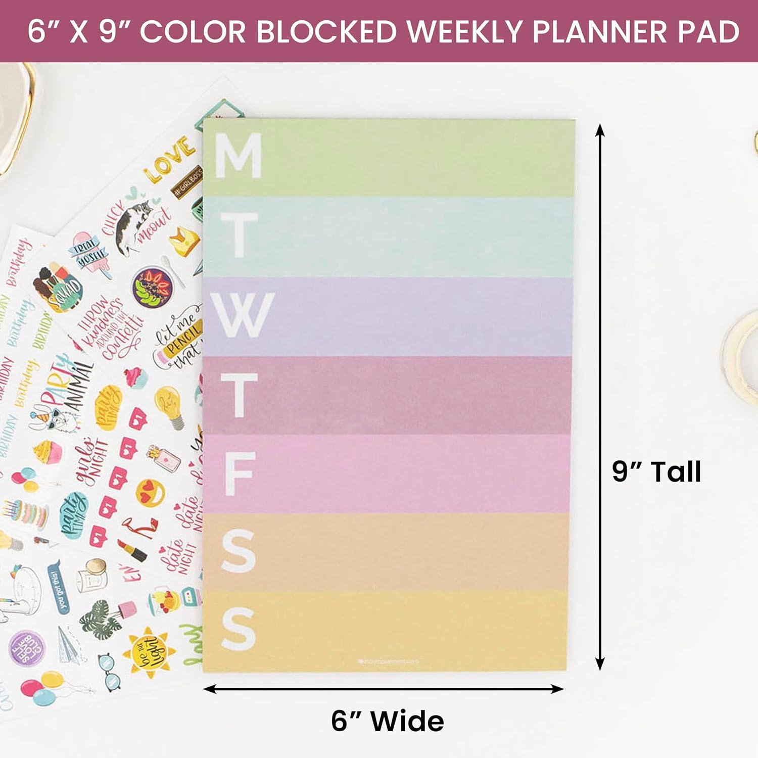 image:imagebloom daily planners Color Blocked Weekly To Do List Notepad with 80 Tear Off Sheets Undated Weekly Planner Pad for Work School Home 6 x 9 Rainbow Sorbet