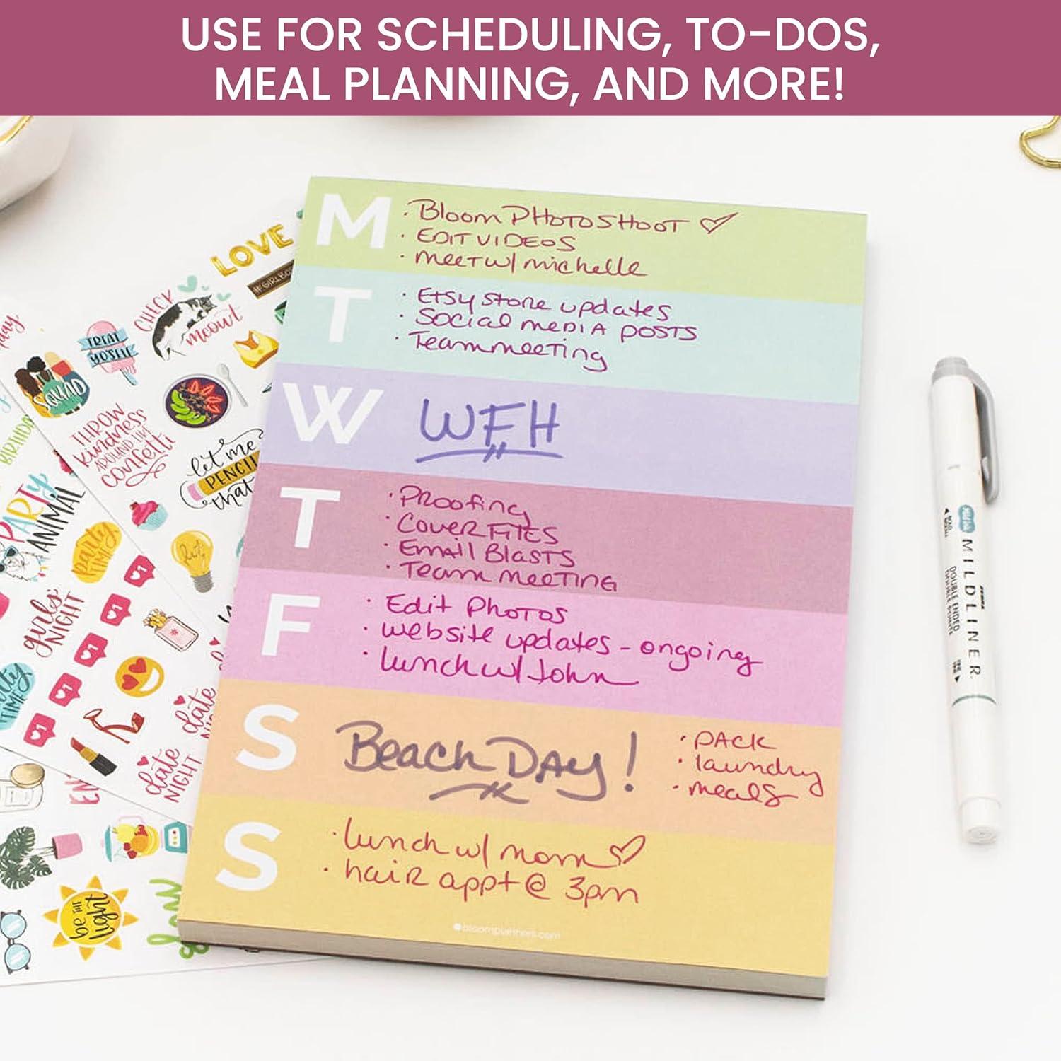 image:imagebloom daily planners Color Blocked Weekly To Do List Notepad with 80 Tear Off Sheets Undated Weekly Planner Pad for Work School Home 6 x 9 Rainbow Sorbet