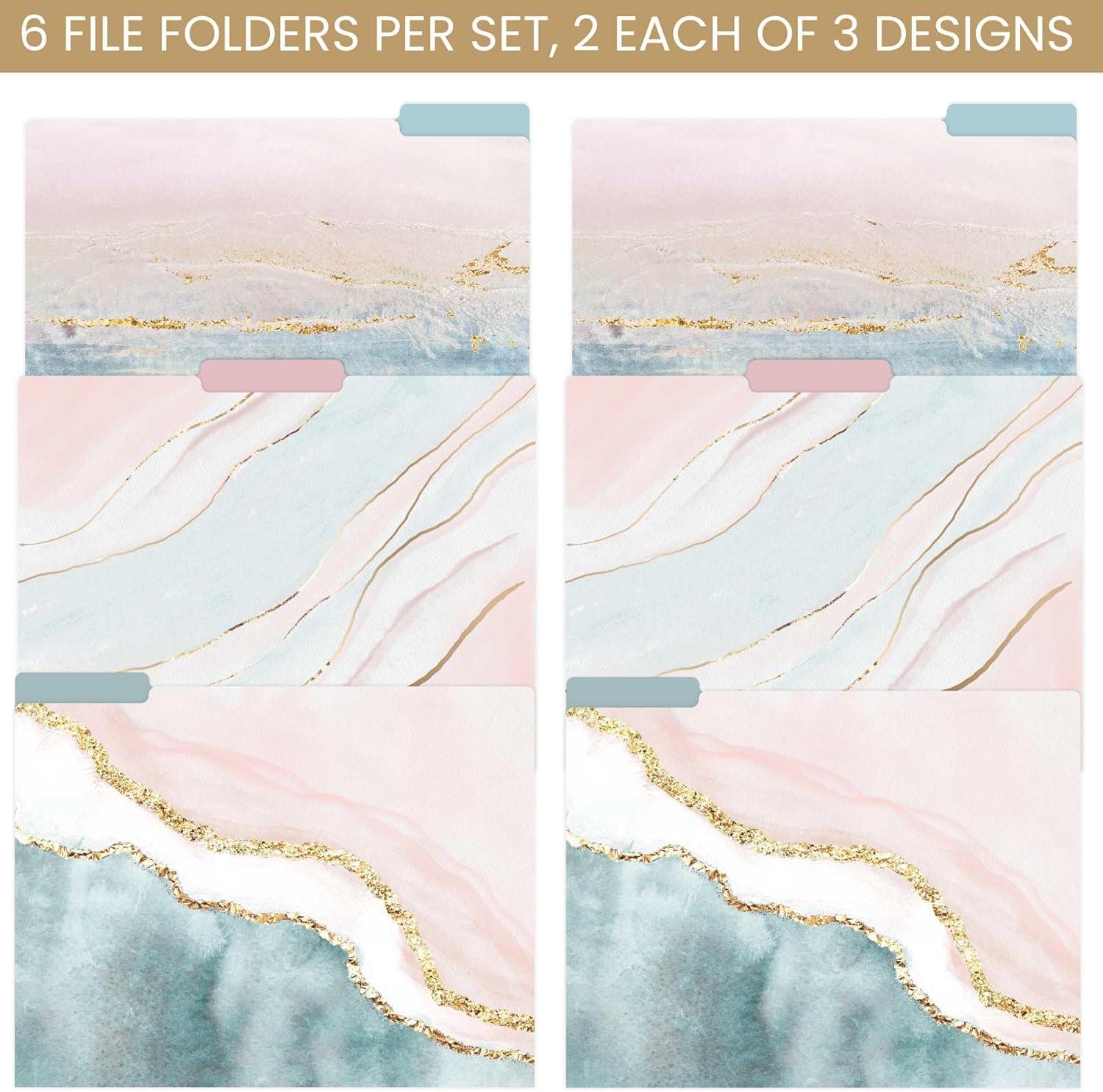 image:imagebloom daily planners Decorative File Folders Set of Six Letter Size 85 x 11 Organizers 13 Cut Tabs Assorted Floral Designs Garden PartyEthereal Marble