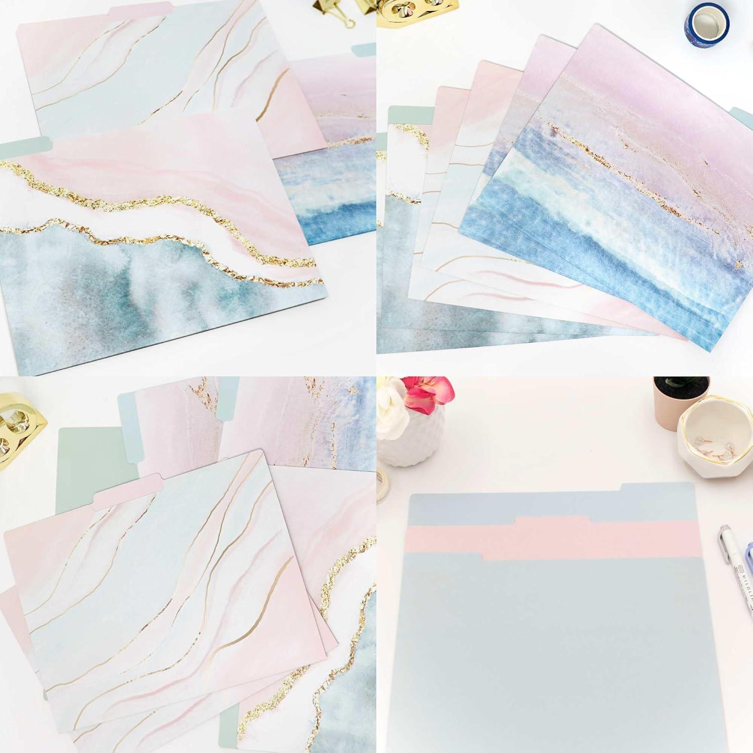 image:imagebloom daily planners Decorative File Folders Set of Six Letter Size 85 x 11 Organizers 13 Cut Tabs Assorted Floral Designs Garden PartyEthereal Marble