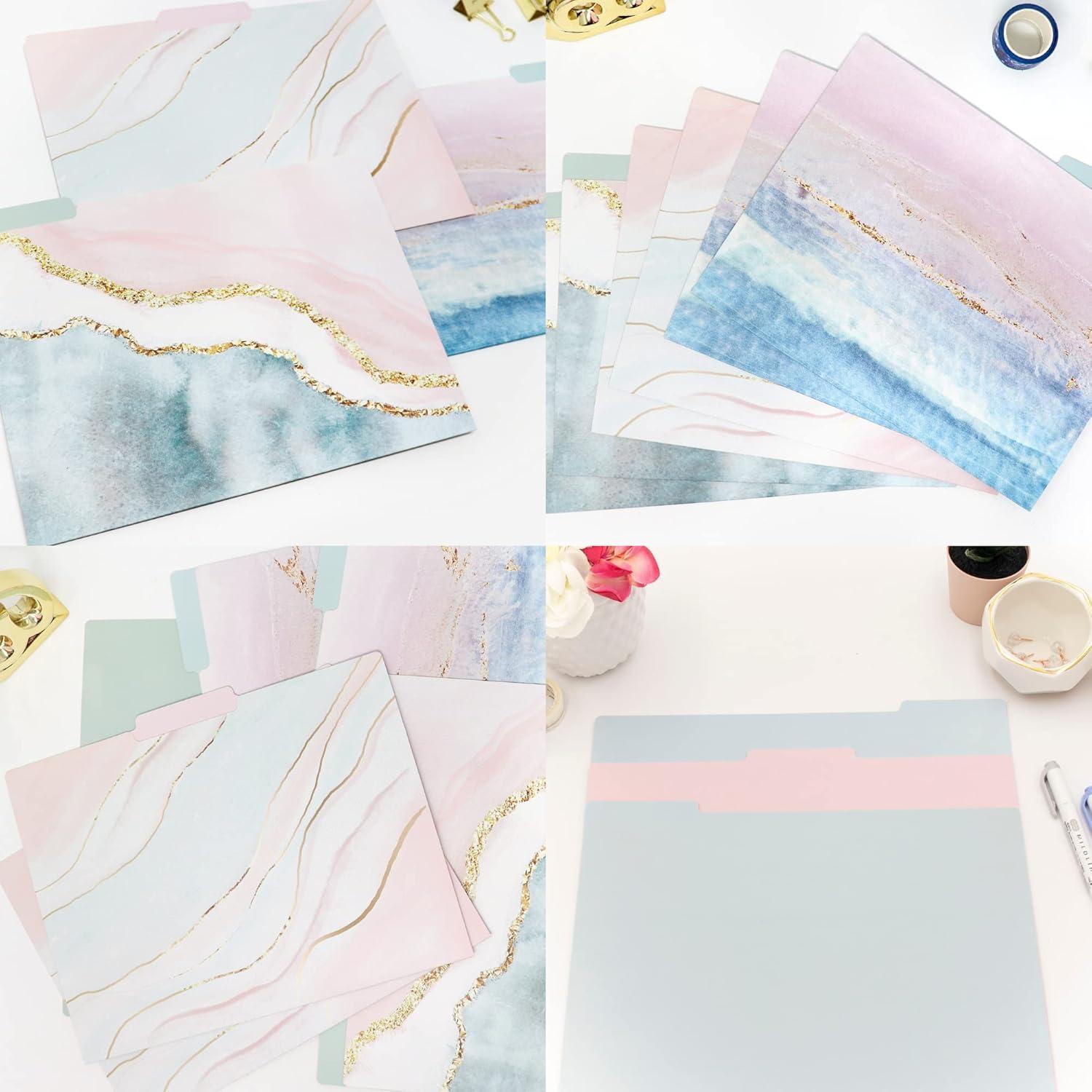 image:imagebloom daily planners Decorative File Folders Set of Six Letter Size 85 x 11 Organizers 13 Cut Tabs Assorted Floral Designs Garden PartyEthereal Marble