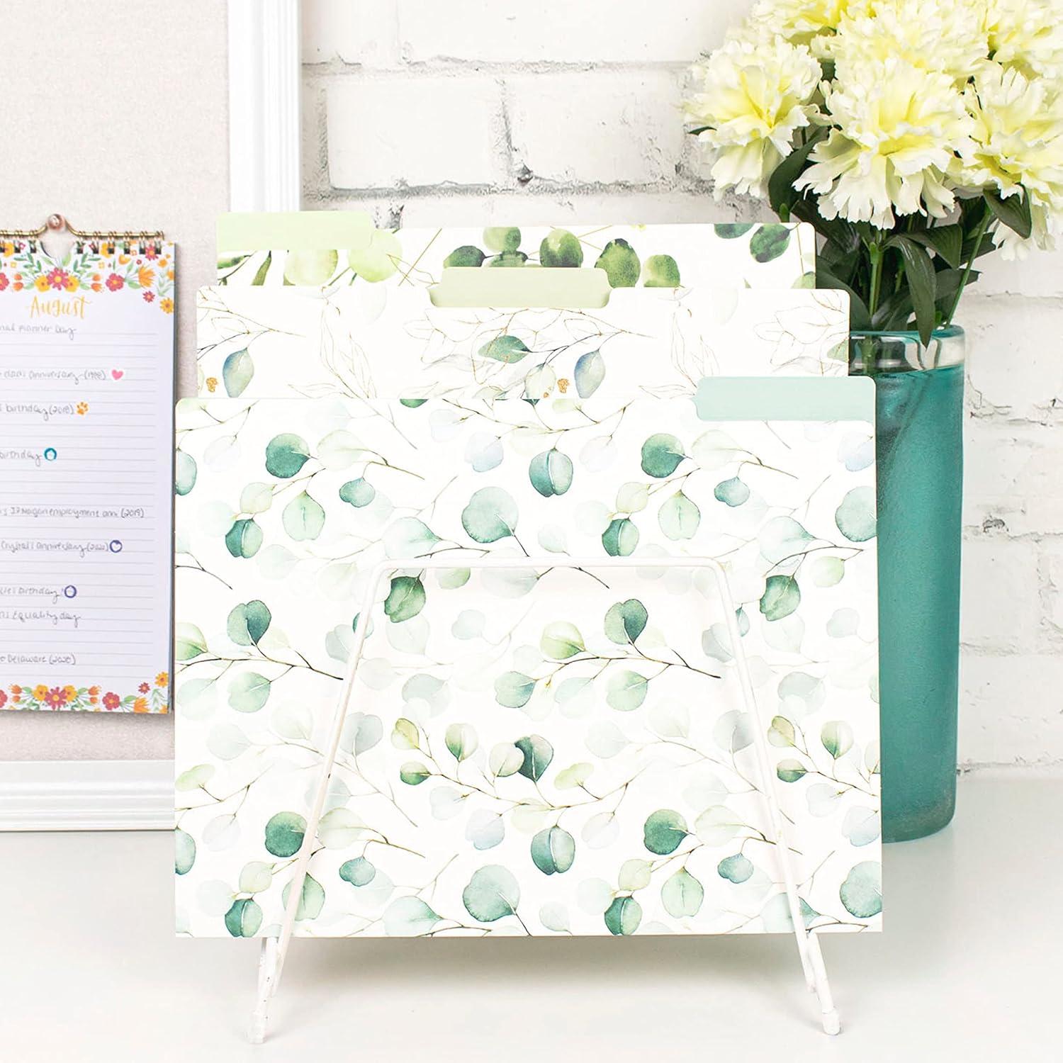 image:imagebloom daily planners Decorative File Folders Set of Six Letter Size 85 x 11 Organizers 13 Cut Tabs Assorted Floral Designs Garden PartyEucalyptus