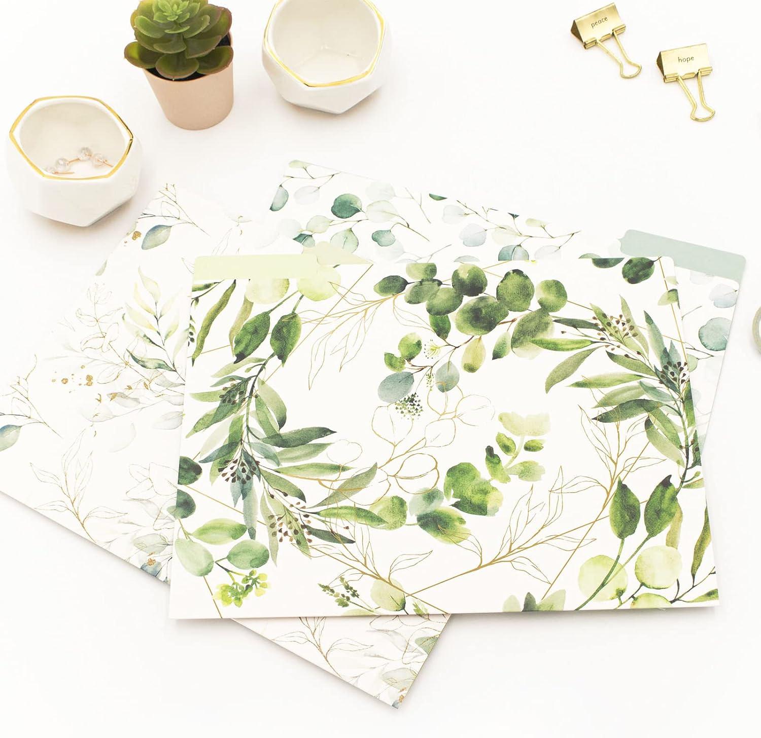 image:imagebloom daily planners Decorative File Folders Set of Six Letter Size 85 x 11 Organizers 13 Cut Tabs Assorted Floral Designs Garden PartyEucalyptus