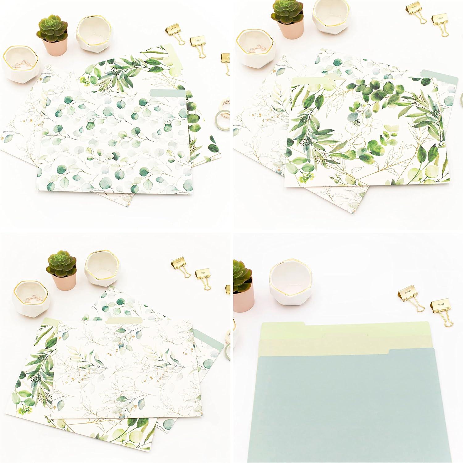 image:imagebloom daily planners Decorative File Folders Set of Six Letter Size 85 x 11 Organizers 13 Cut Tabs Assorted Floral Designs Garden PartyEucalyptus