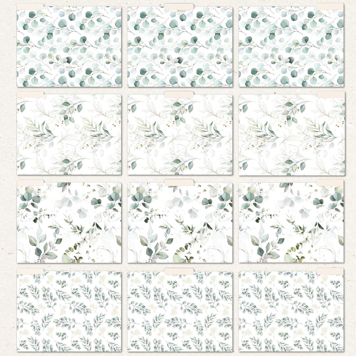 image:imagebloom daily planners Decorative File Folders Set of Six Letter Size 85 x 11 Organizers 13 Cut Tabs Assorted Floral Designs Garden PartyEucalyptus