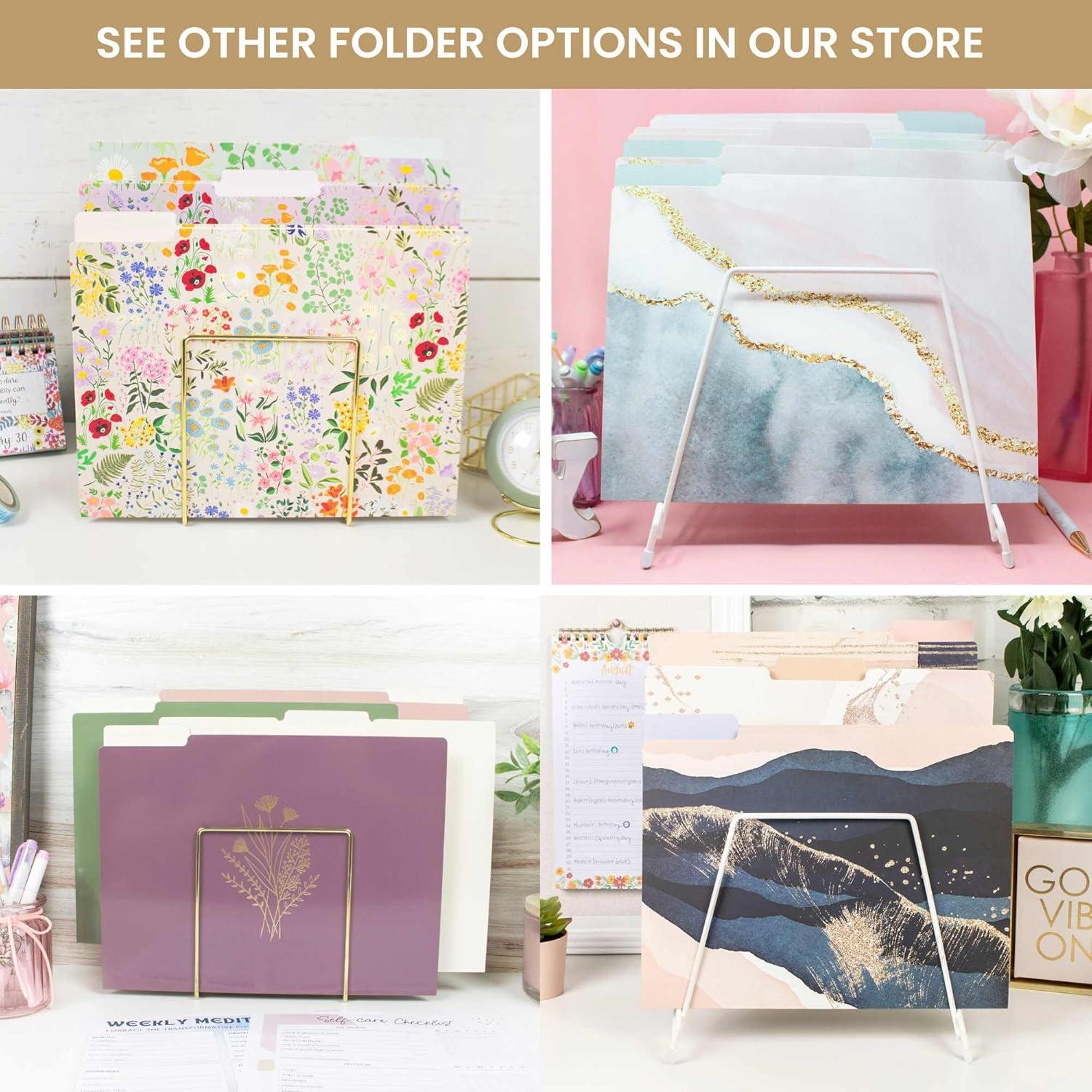image:imagebloom daily planners Decorative File Folders Set of Six Letter Size 85 x 11 Organizers 13 Cut Tabs Assorted Floral Designs Garden PartyEucalyptus