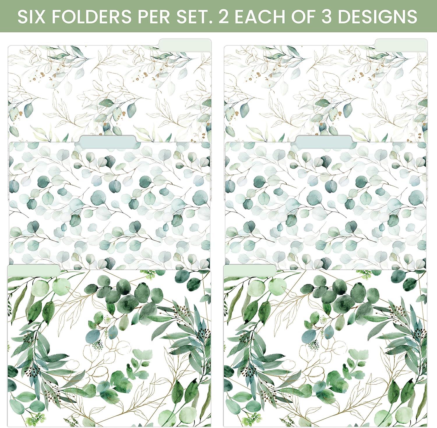 image:imagebloom daily planners Decorative File Folders Set of Six Letter Size 85 x 11 Organizers 13 Cut Tabs Assorted Floral Designs Garden PartyEucalyptus