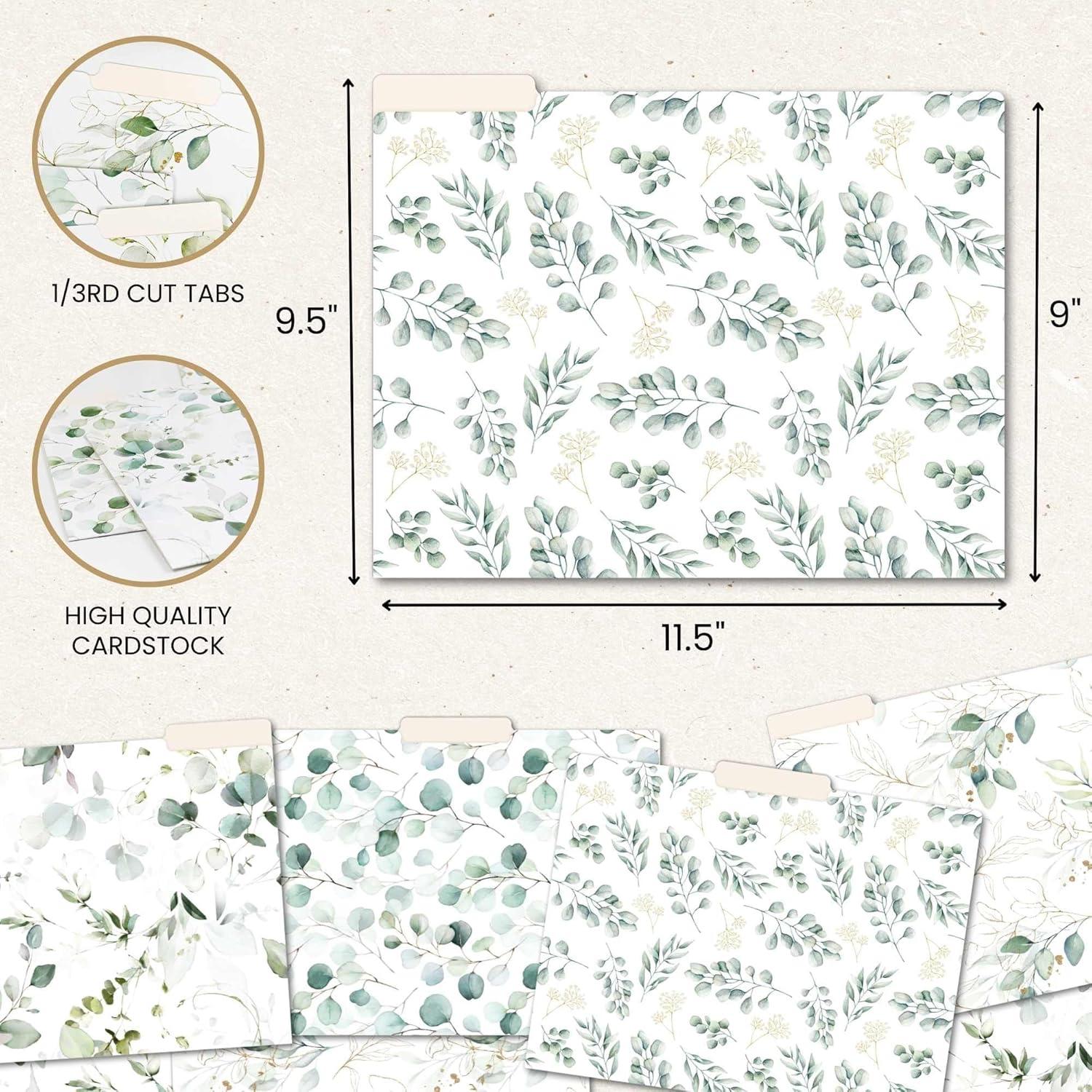 image:imagebloom daily planners Decorative File Folders Set of Six Letter Size 85 x 11 Organizers 13 Cut Tabs Assorted Floral Designs Garden PartyEucalyptus