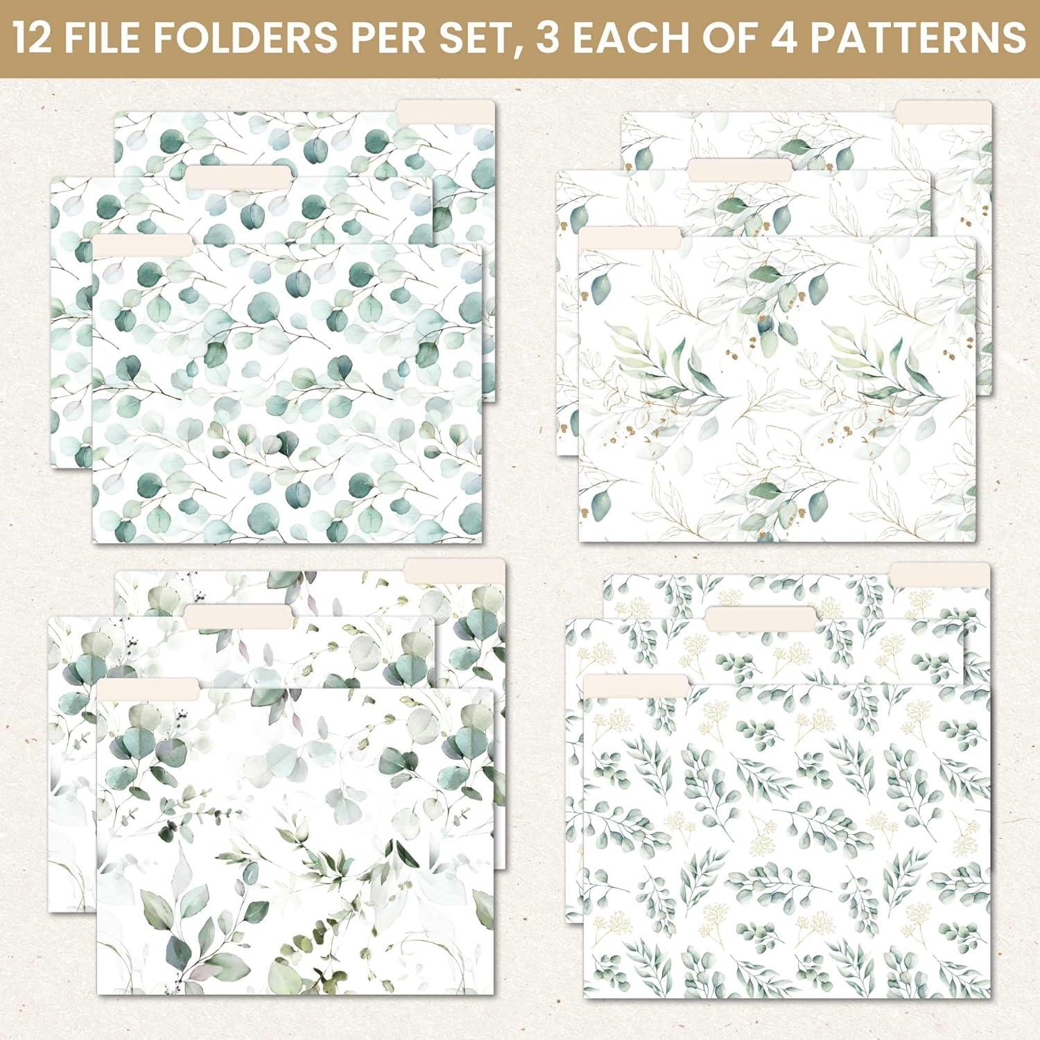 image:imagebloom daily planners Decorative File Folders Set of Six Letter Size 85 x 11 Organizers 13 Cut Tabs Assorted Floral Designs Garden PartyEucalyptus