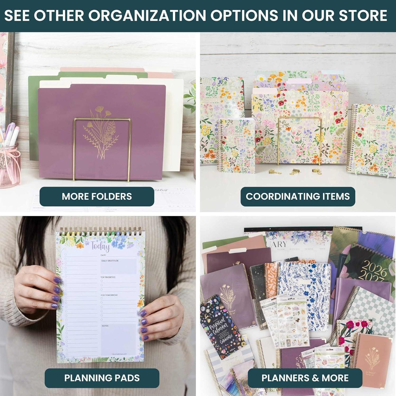 image:imagebloom daily planners Decorative File Folders  Set of Six Letter Size 85 x 11 Organizers 13 Cut Tabs  Assorted Floral Designs  Garden PartyGarden Party
