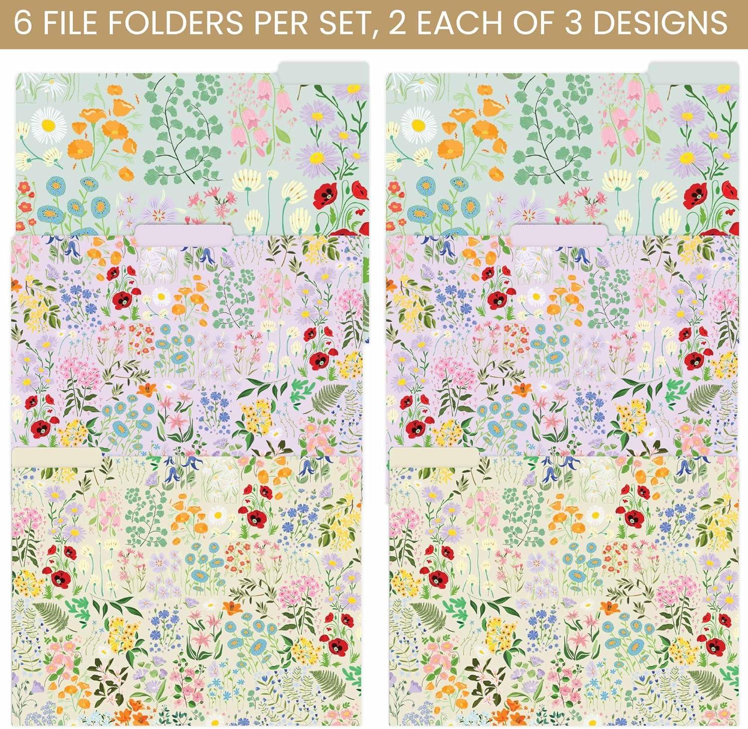 image:imagebloom daily planners Decorative File Folders  Set of Six Letter Size 85 x 11 Organizers 13 Cut Tabs  Assorted Floral Designs  Garden PartyGarden Party