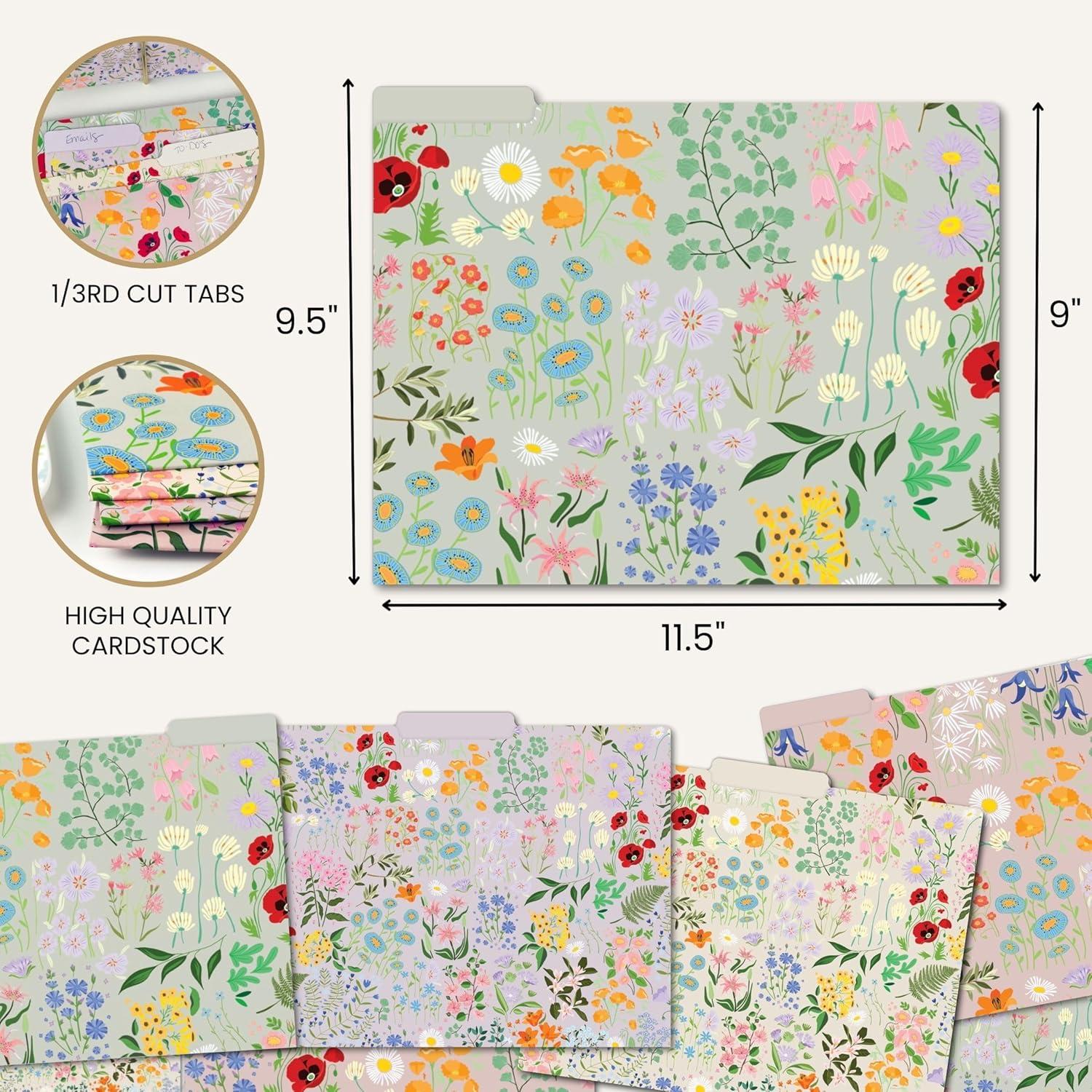 image:imagebloom daily planners Decorative File Folders  Set of Six Letter Size 85 x 11 Organizers 13 Cut Tabs  Assorted Floral Designs  Garden PartyGarden Party