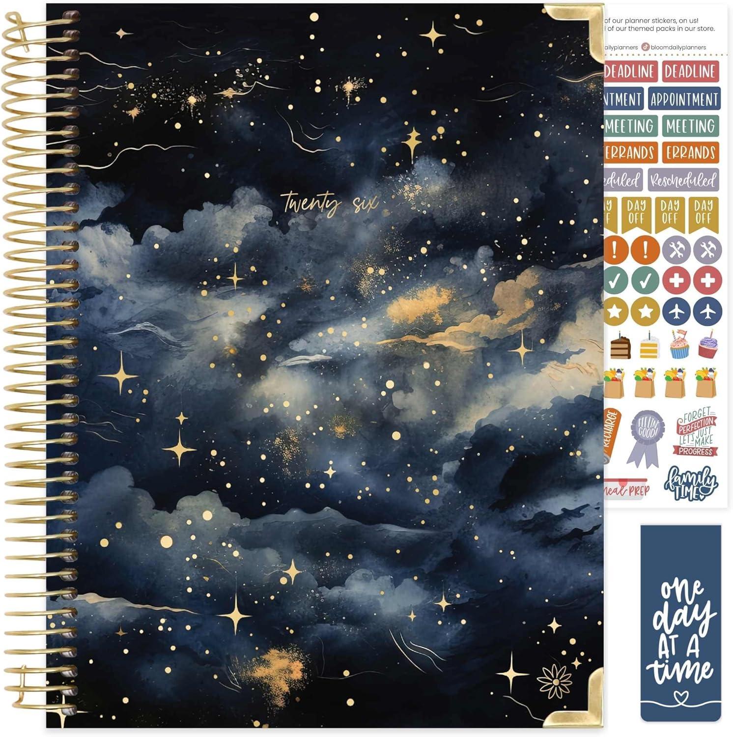 image:imagebloom daily planners HARDCOVER 2026 Planner January to December 85 x 11 Weekly amp Monthly Dated Agenda Organizer Book with Stickers amp Tabs Celestial SkiesMidnight Sky