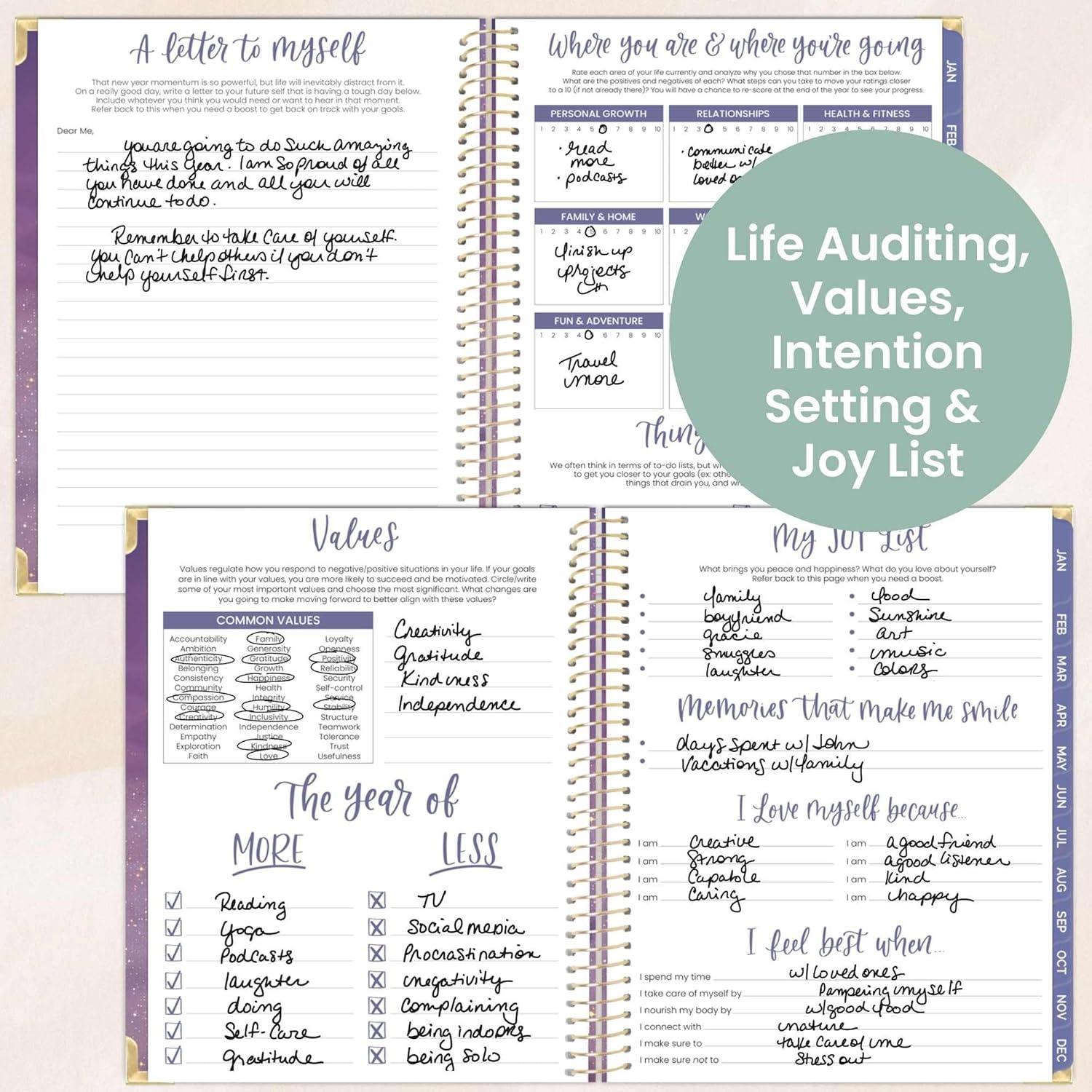 image:imagebloom daily planners HARDCOVER 2026 Planner January to December 85 x 11 Weekly amp Monthly Dated Agenda Organizer Book with Stickers amp Tabs Celestial SkiesGood Things Are Coming