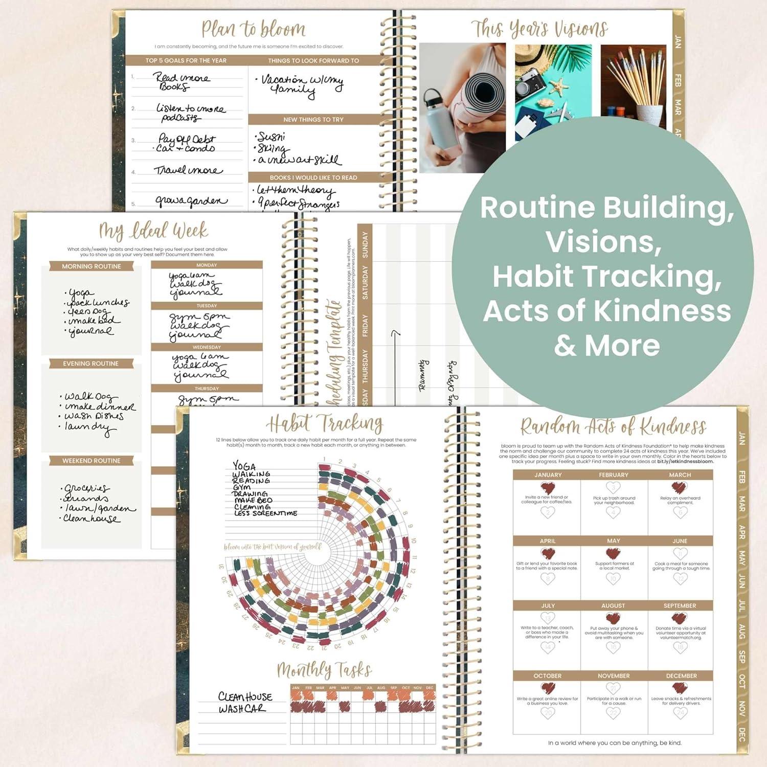 image:imagebloom daily planners HARDCOVER 2026 Planner January to December 85 x 11 Weekly amp Monthly Dated Agenda Organizer Book with Stickers amp Tabs Celestial SkiesCelestial Skies