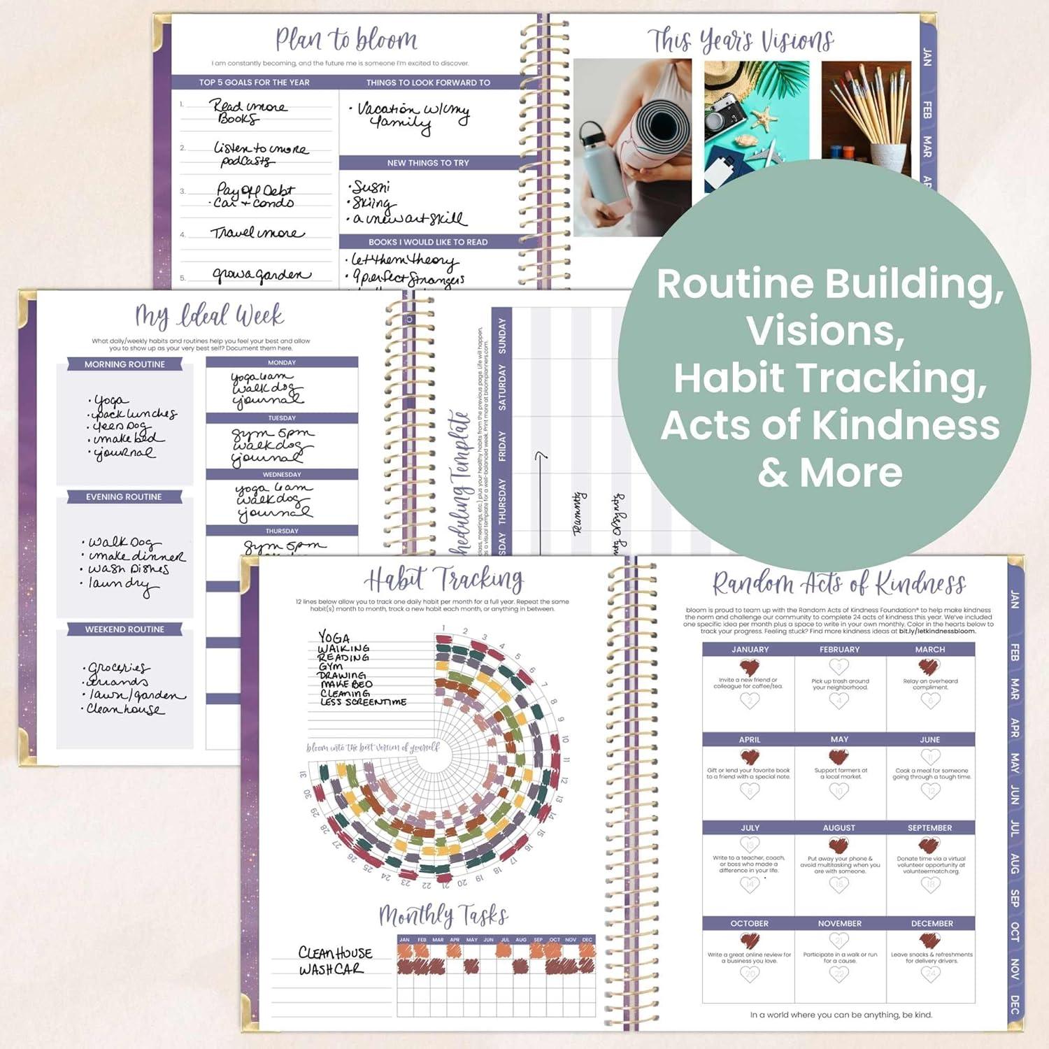 image:imagebloom daily planners HARDCOVER 2026 Planner January to December 85 x 11 Weekly amp Monthly Dated Agenda Organizer Book with Stickers amp Tabs Celestial SkiesGood Things Are Coming